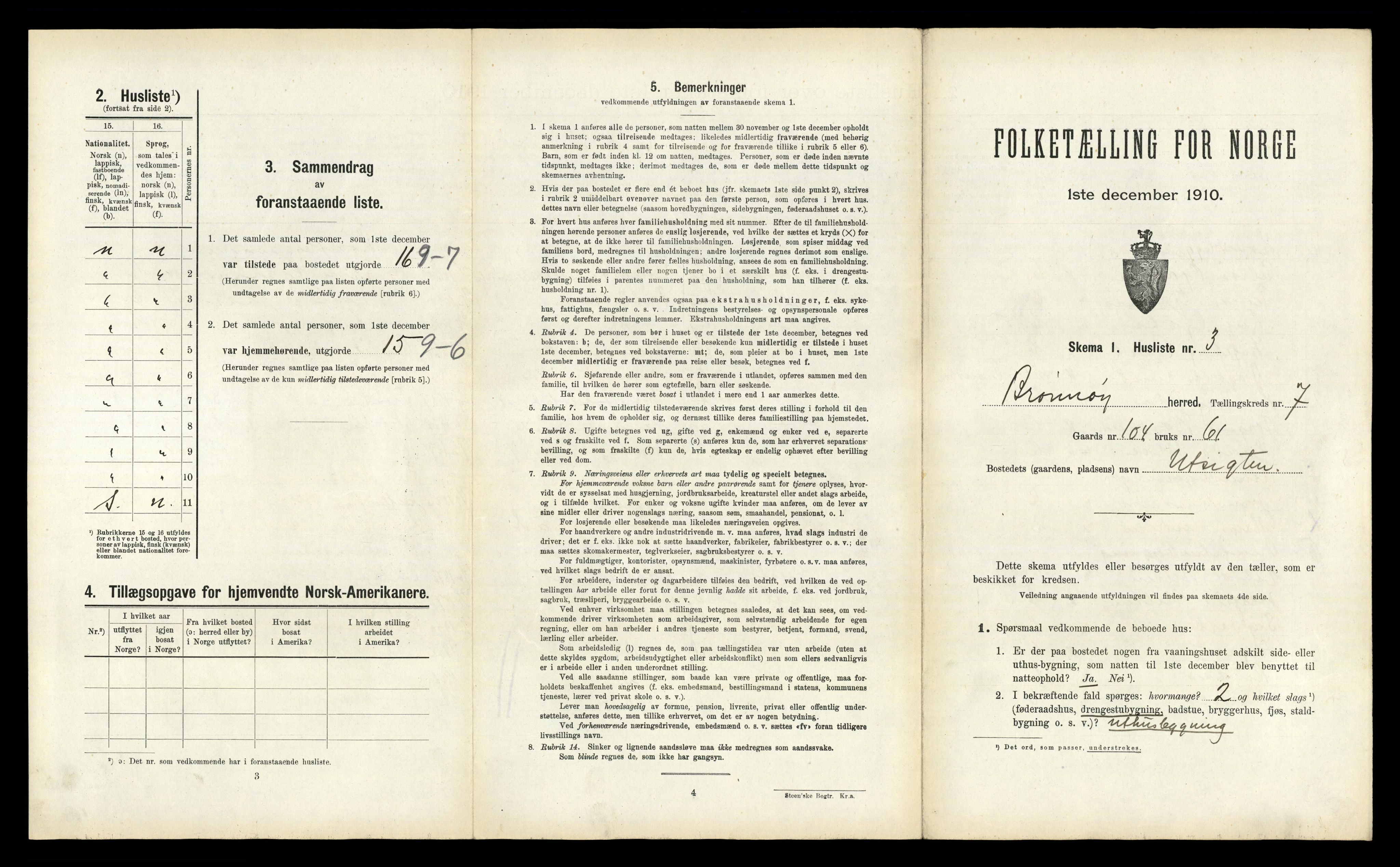 RA, 1910 census for Brønnøy, 1910, p. 611