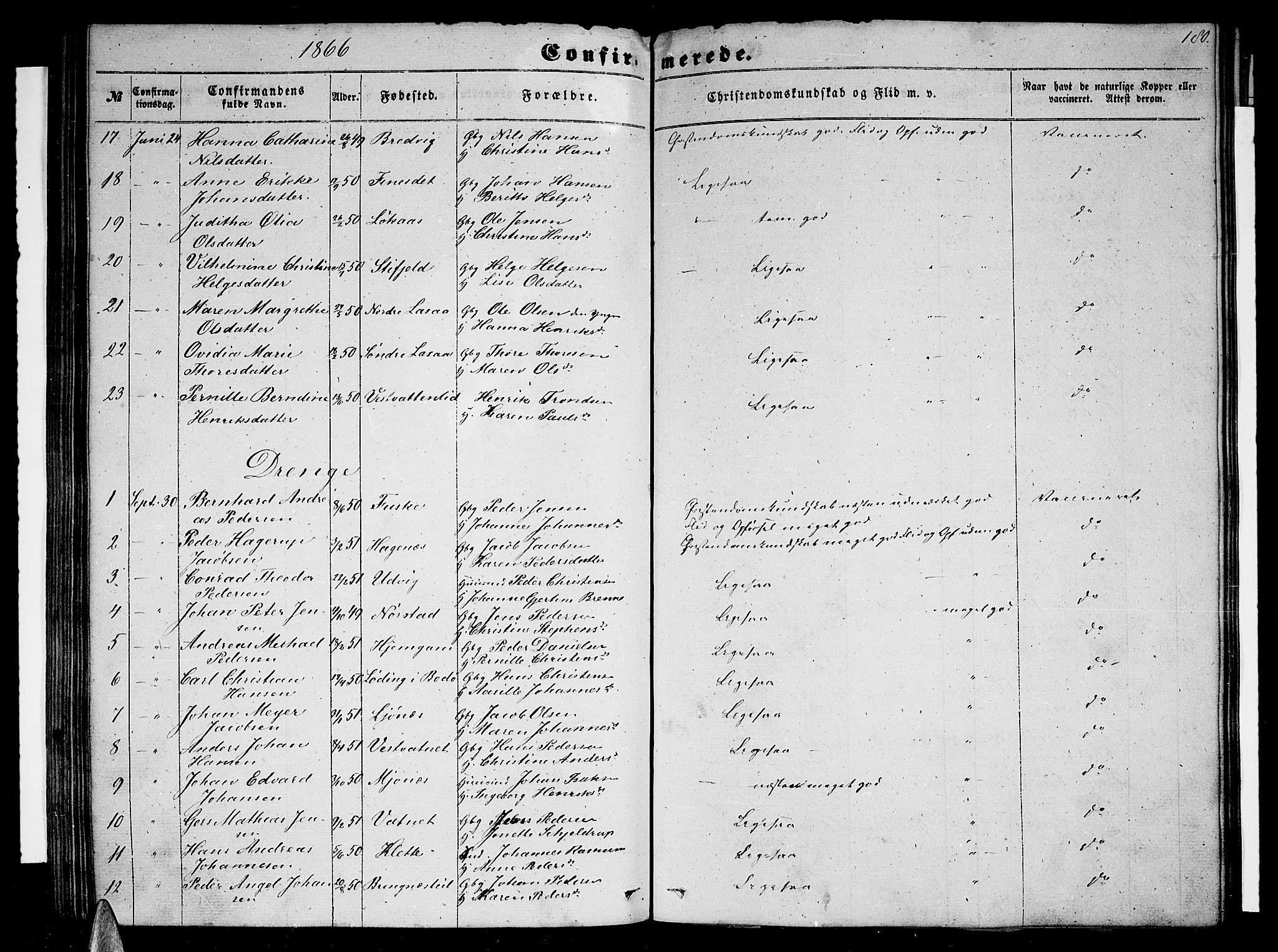 Ministerialprotokoller, klokkerbøker og fødselsregistre - Nordland, AV/SAT-A-1459/852/L0753: Parish register (copy) no. 852C04, 1856-1877, p. 180