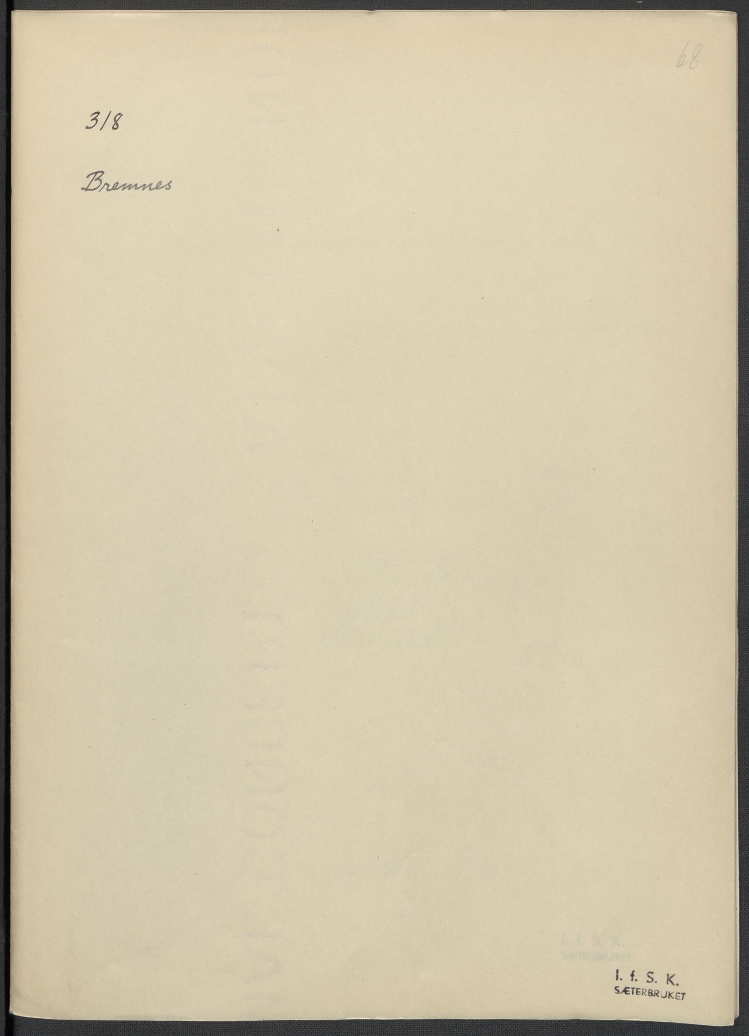 Instituttet for sammenlignende kulturforskning, RA/PA-0424/F/Fc/L0009/0003: Eske B9: / Hordaland (perm XXIV), 1933-1938, p. 68