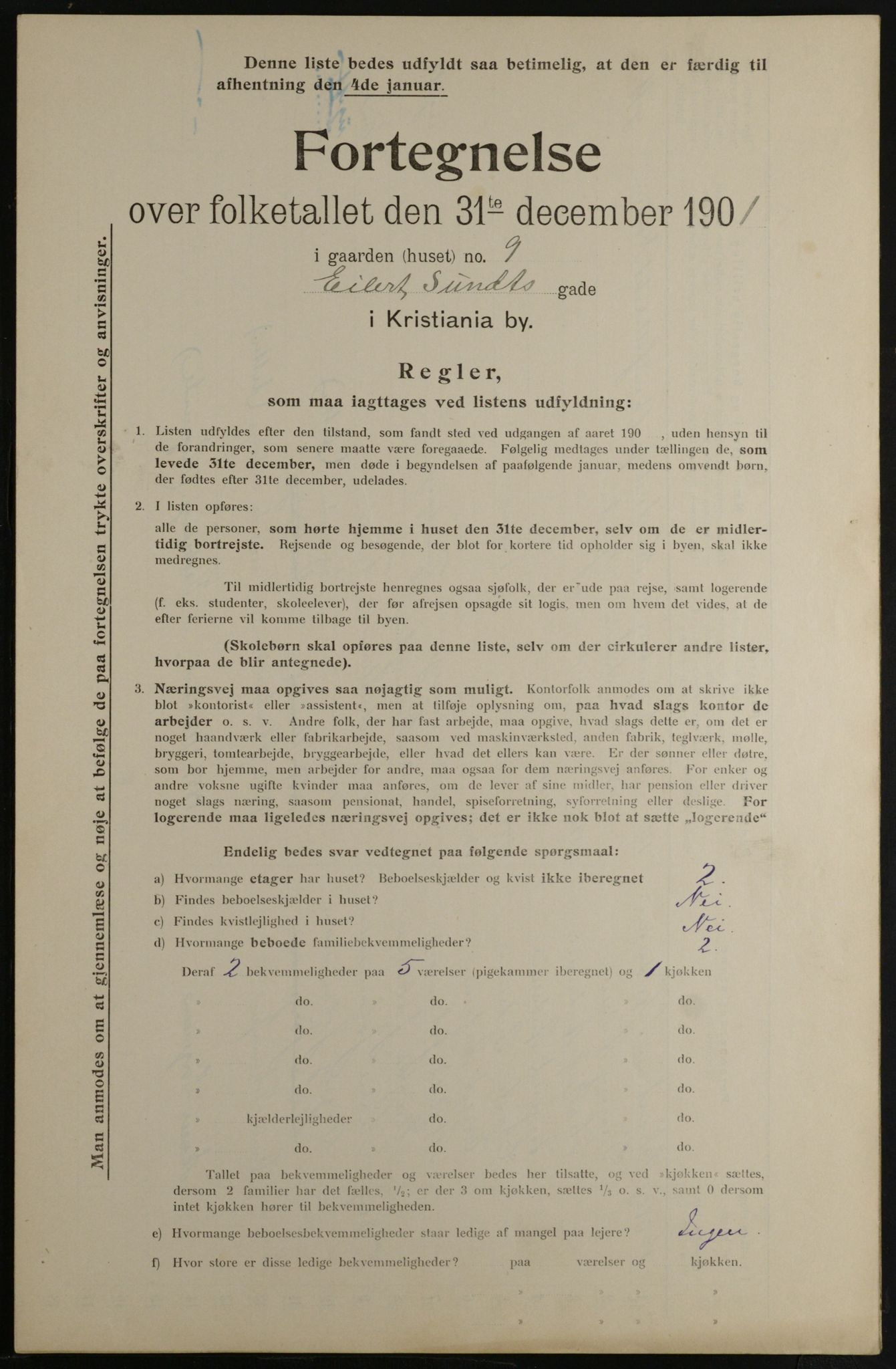 OBA, Municipal Census 1901 for Kristiania, 1901, p. 3034