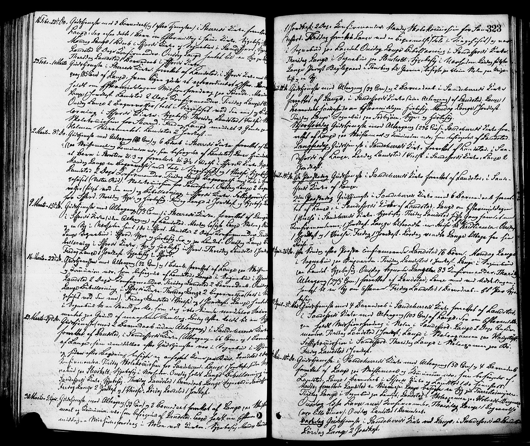Sandar kirkebøker, AV/SAKO-A-243/F/Fa/L0011: Parish register (official) no. 11, 1872-1882, p. 323