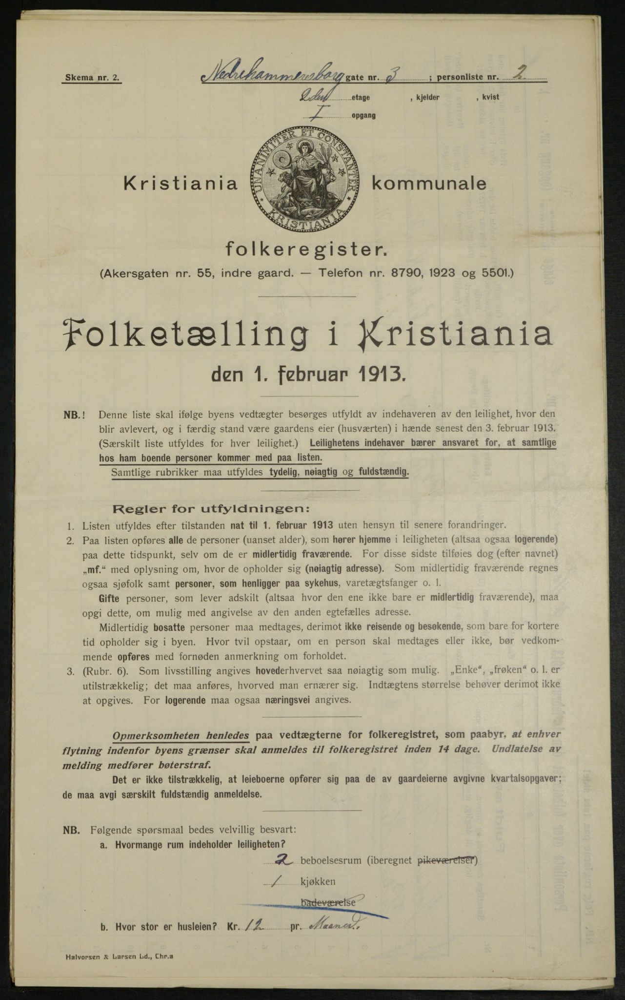 OBA, Municipal Census 1913 for Kristiania, 1913, p. 69167