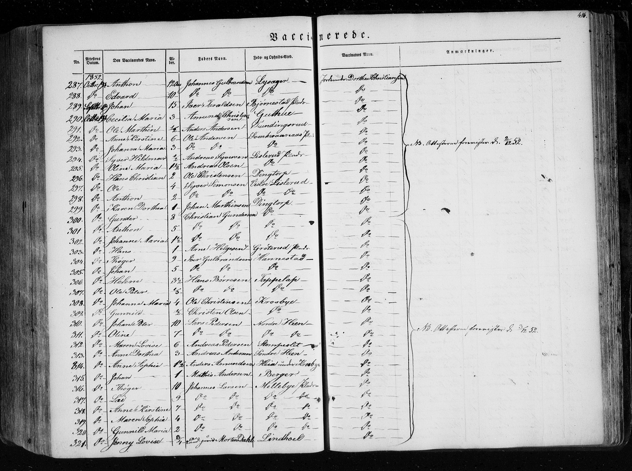 Eidsberg prestekontor Kirkebøker, SAO/A-10905/F/Fa/L0009: Parish register (official) no. I 9, 1849-1856, p. 416