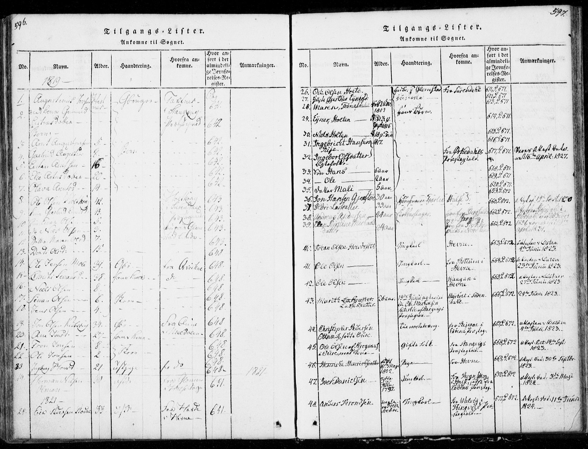 Ministerialprotokoller, klokkerbøker og fødselsregistre - Møre og Romsdal, SAT/A-1454/578/L0903: Parish register (official) no. 578A02, 1819-1838, p. 596-597