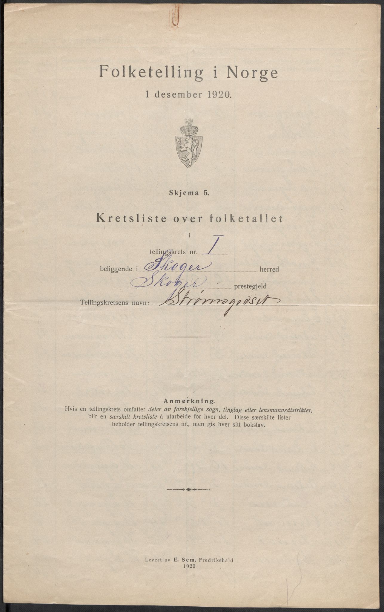 SAKO, 1920 census for Skoger, 1920, p. 9