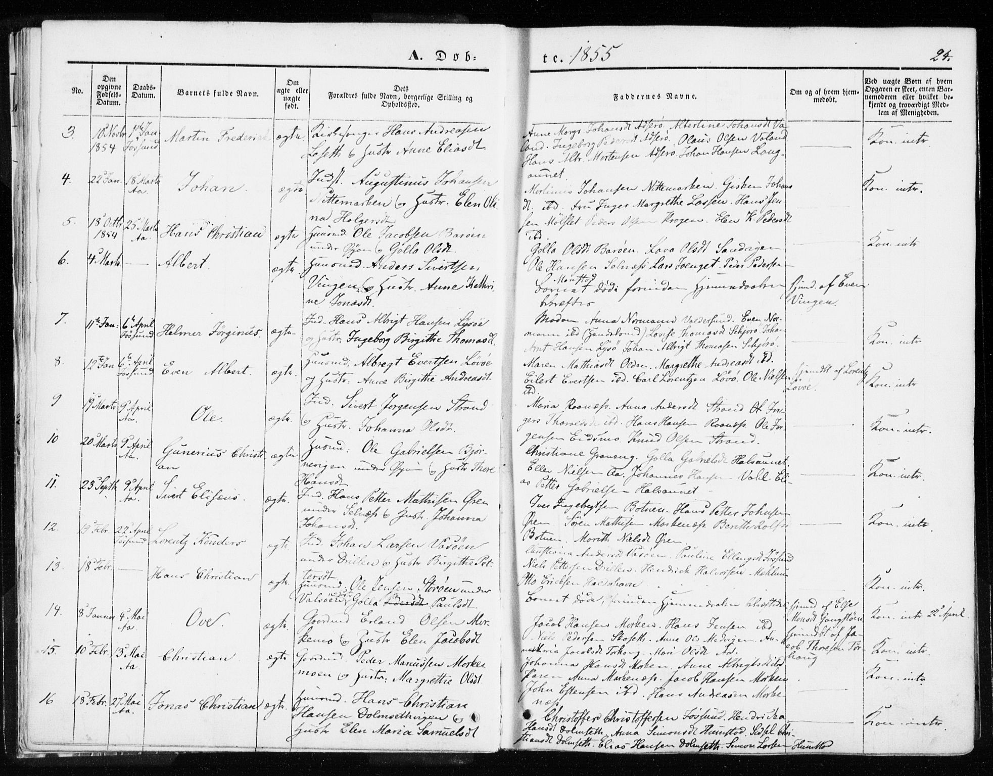 Ministerialprotokoller, klokkerbøker og fødselsregistre - Sør-Trøndelag, SAT/A-1456/655/L0677: Parish register (official) no. 655A06, 1847-1860, p. 24