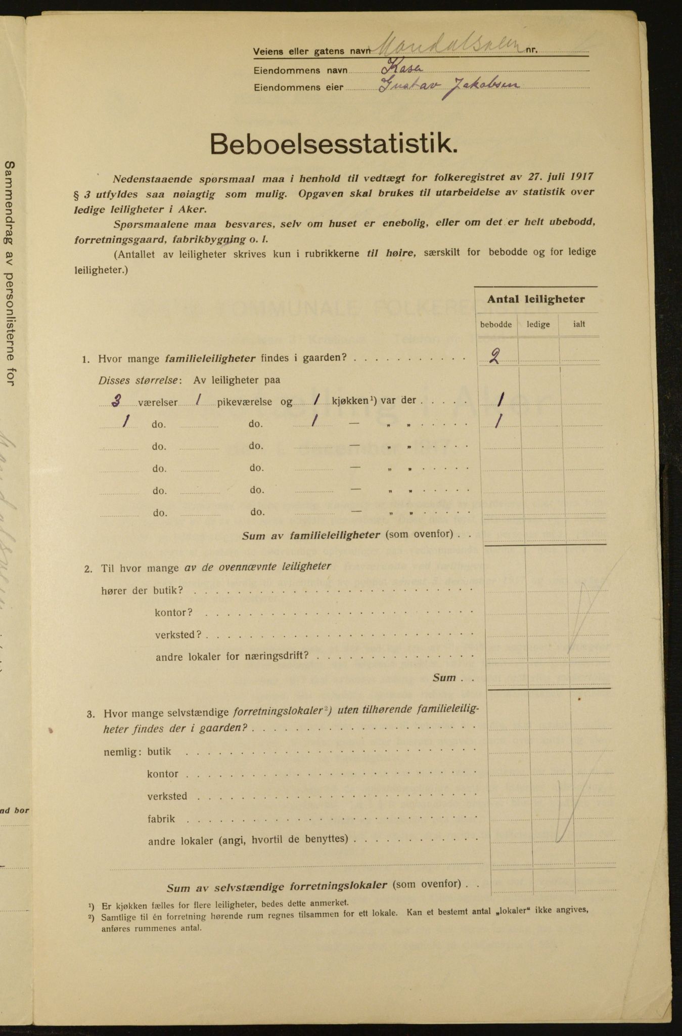 OBA, Municipal Census 1917 for Aker, 1917, p. 11670