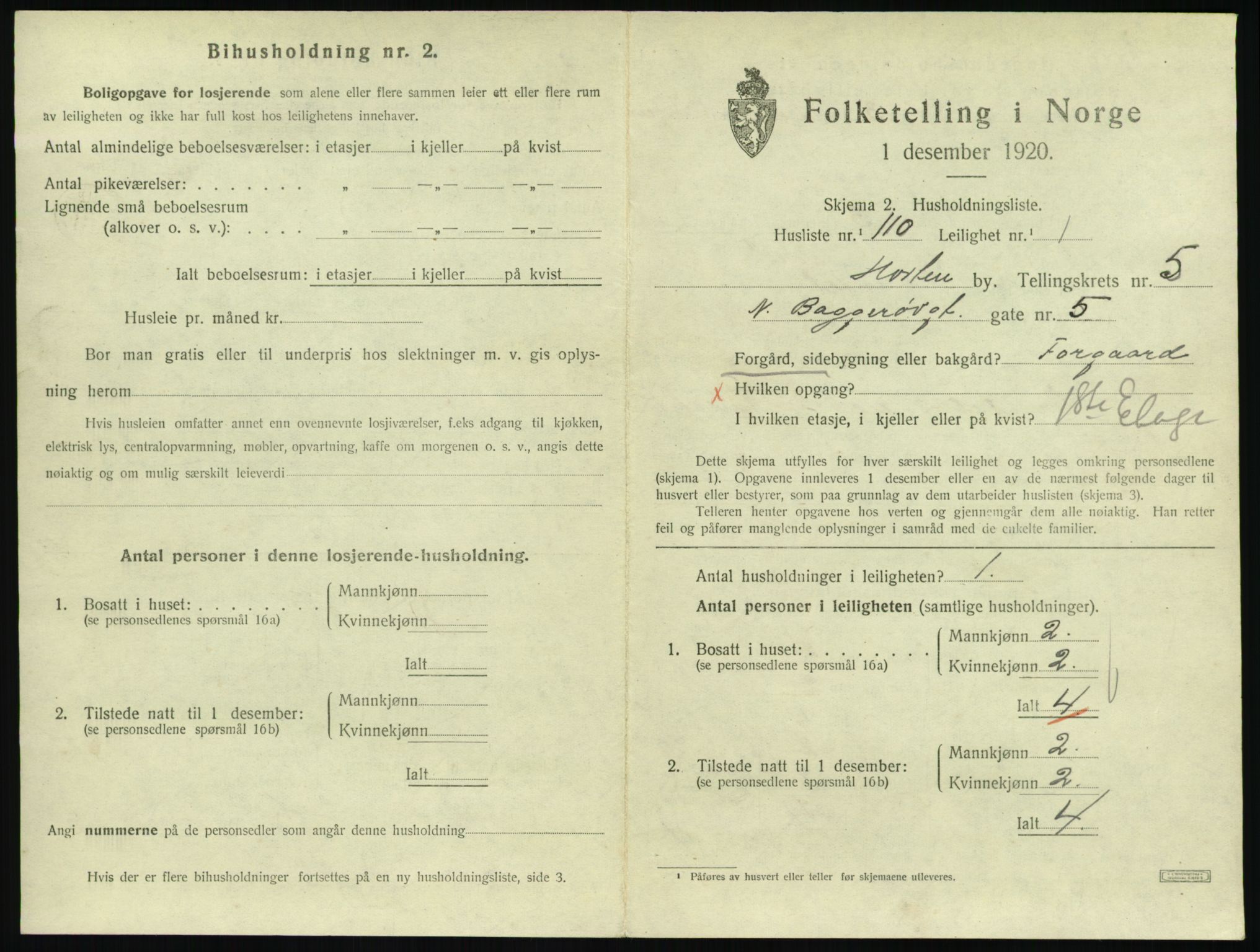 SAKO, 1920 census for Horten, 1920, p. 6053
