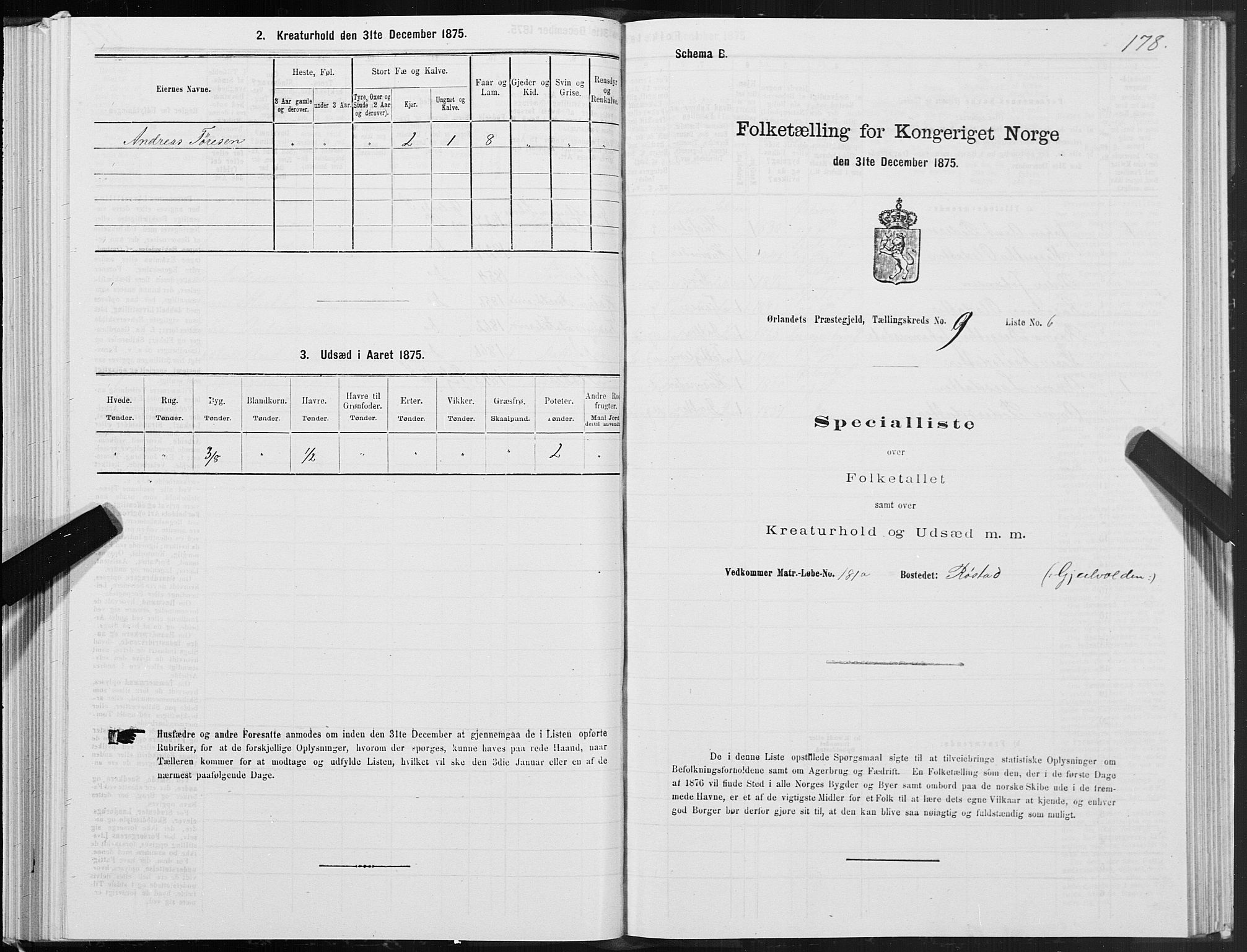 SAT, 1875 census for 1621P Ørland, 1875, p. 6178