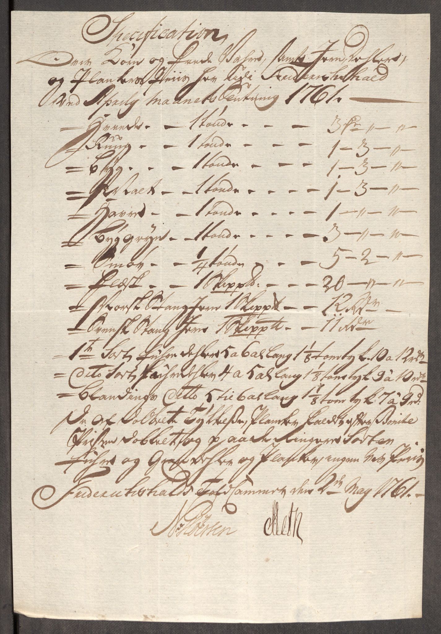 Rentekammeret inntil 1814, Realistisk ordnet avdeling, RA/EA-4070/Oe/L0007: [Ø1]: Priskuranter, 1761-1763, p. 10