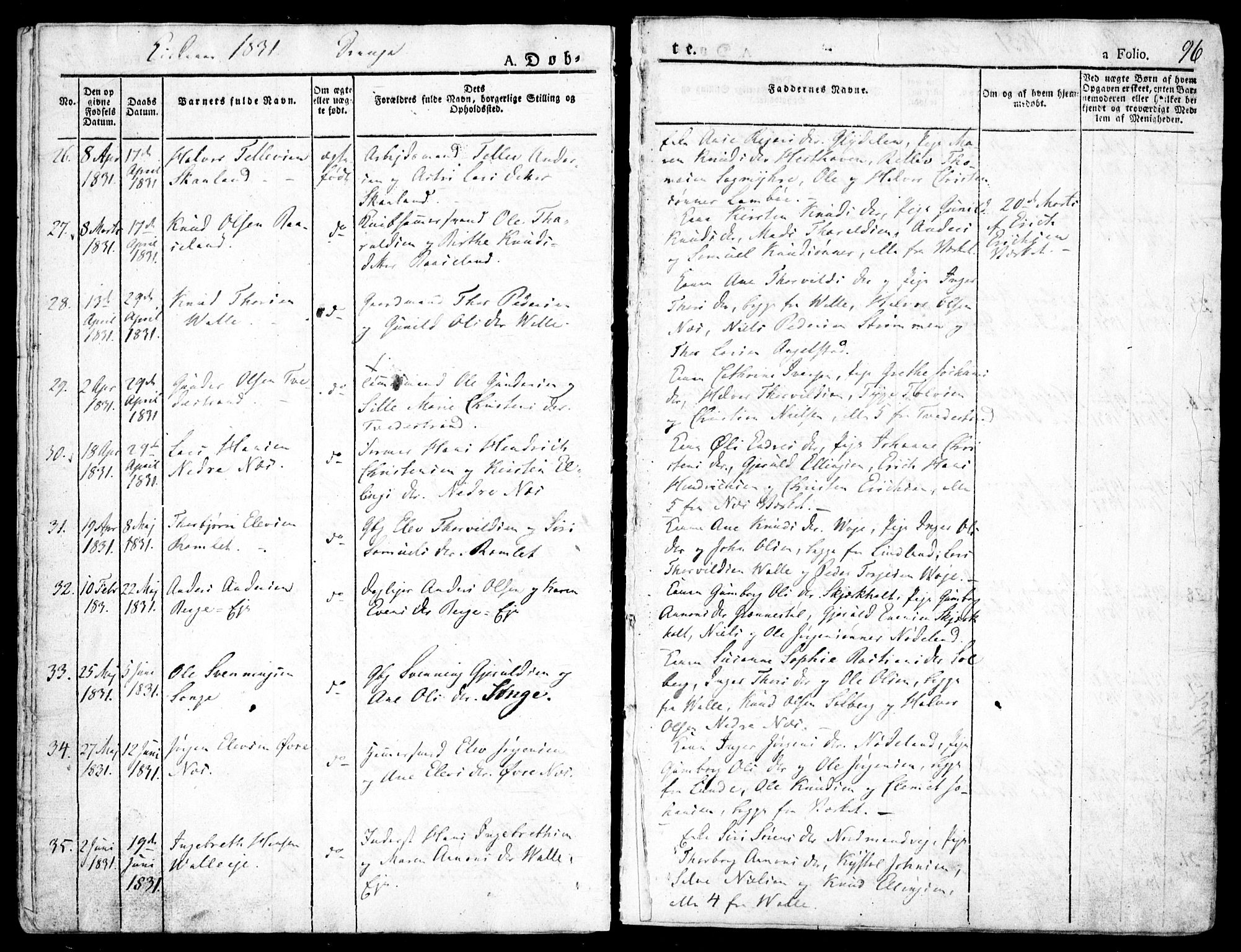 Holt sokneprestkontor, AV/SAK-1111-0021/F/Fa/L0006: Parish register (official) no. A 6, 1820-1835, p. 96