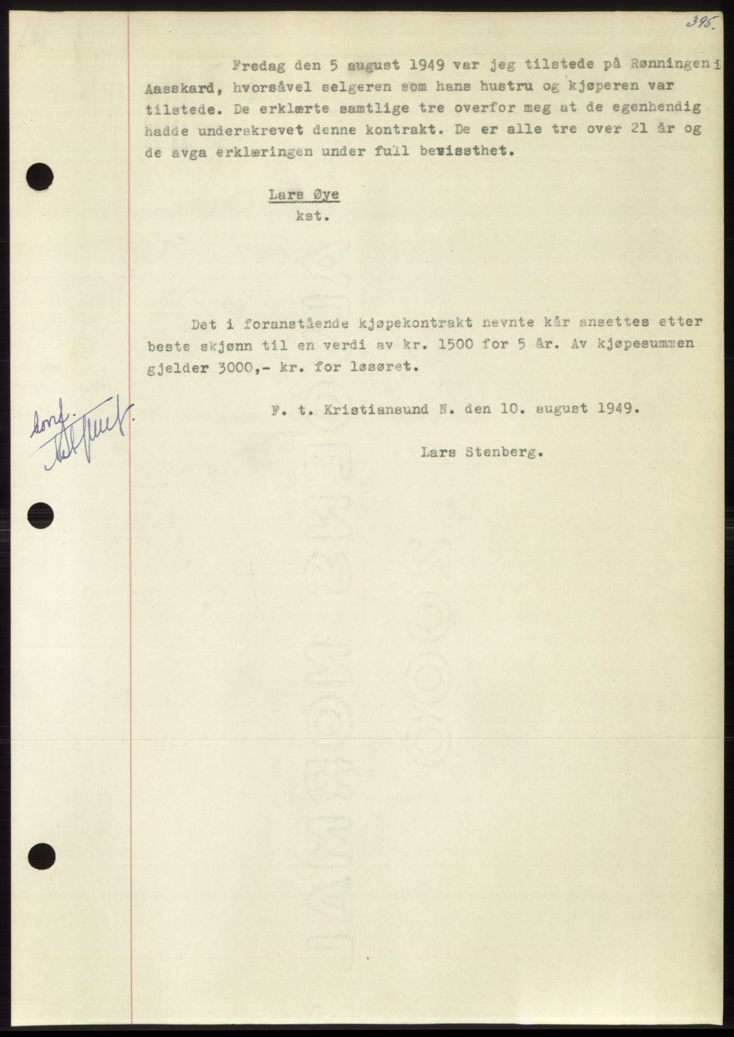 Nordmøre sorenskriveri, AV/SAT-A-4132/1/2/2Ca: Mortgage book no. B102, 1949-1949, Diary no: : 2238/1949