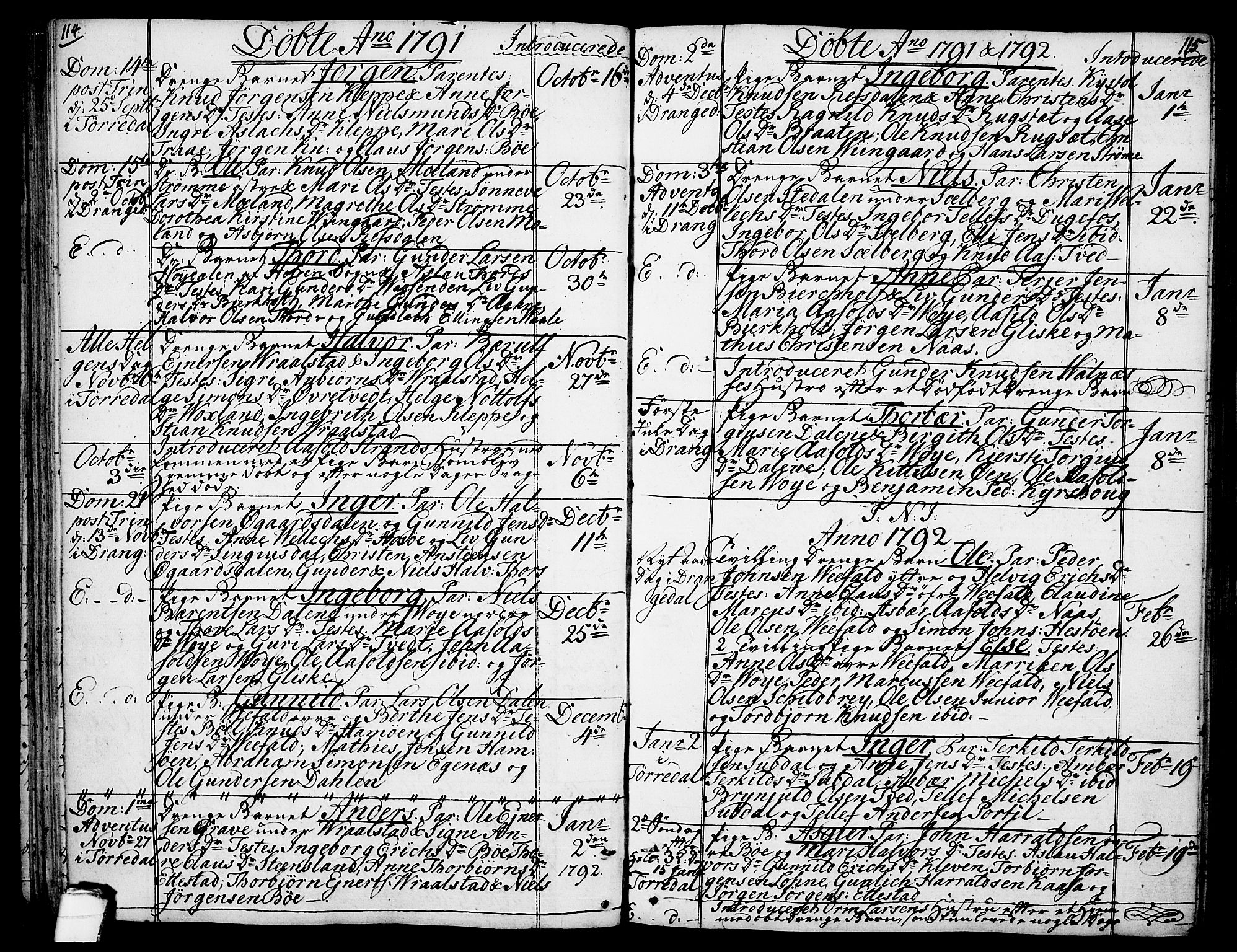 Drangedal kirkebøker, SAKO/A-258/F/Fa/L0003: Parish register (official) no. 3, 1768-1814, p. 114-115