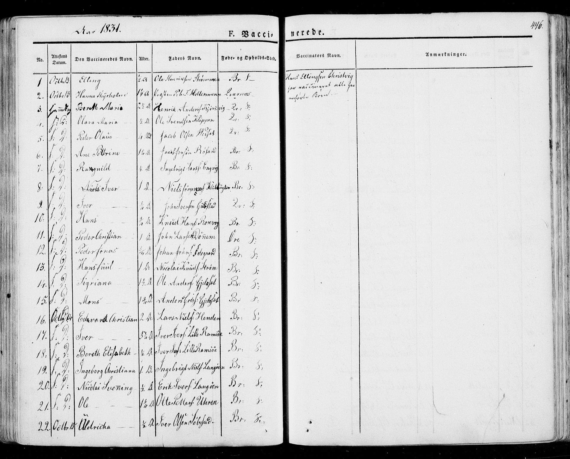 Ministerialprotokoller, klokkerbøker og fødselsregistre - Møre og Romsdal, SAT/A-1454/568/L0803: Parish register (official) no. 568A10, 1830-1853, p. 446