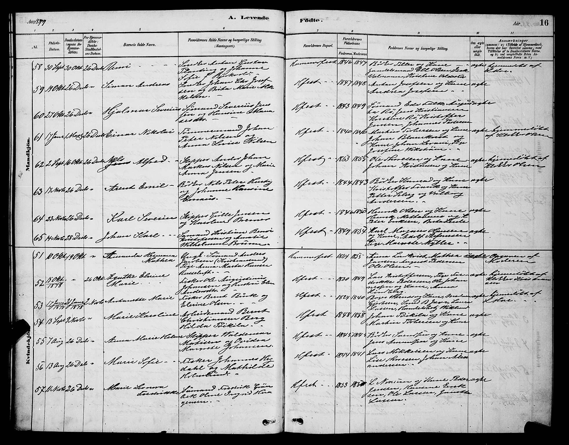 Hammerfest sokneprestkontor, AV/SATØ-S-1347/H/Hb/L0006.klokk: Parish register (copy) no. 6, 1876-1884, p. 16