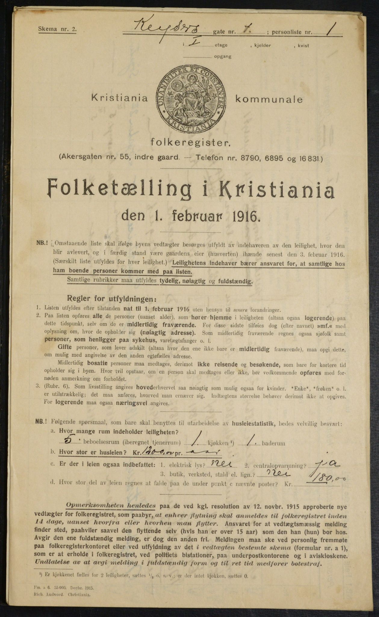 OBA, Municipal Census 1916 for Kristiania, 1916, p. 50230