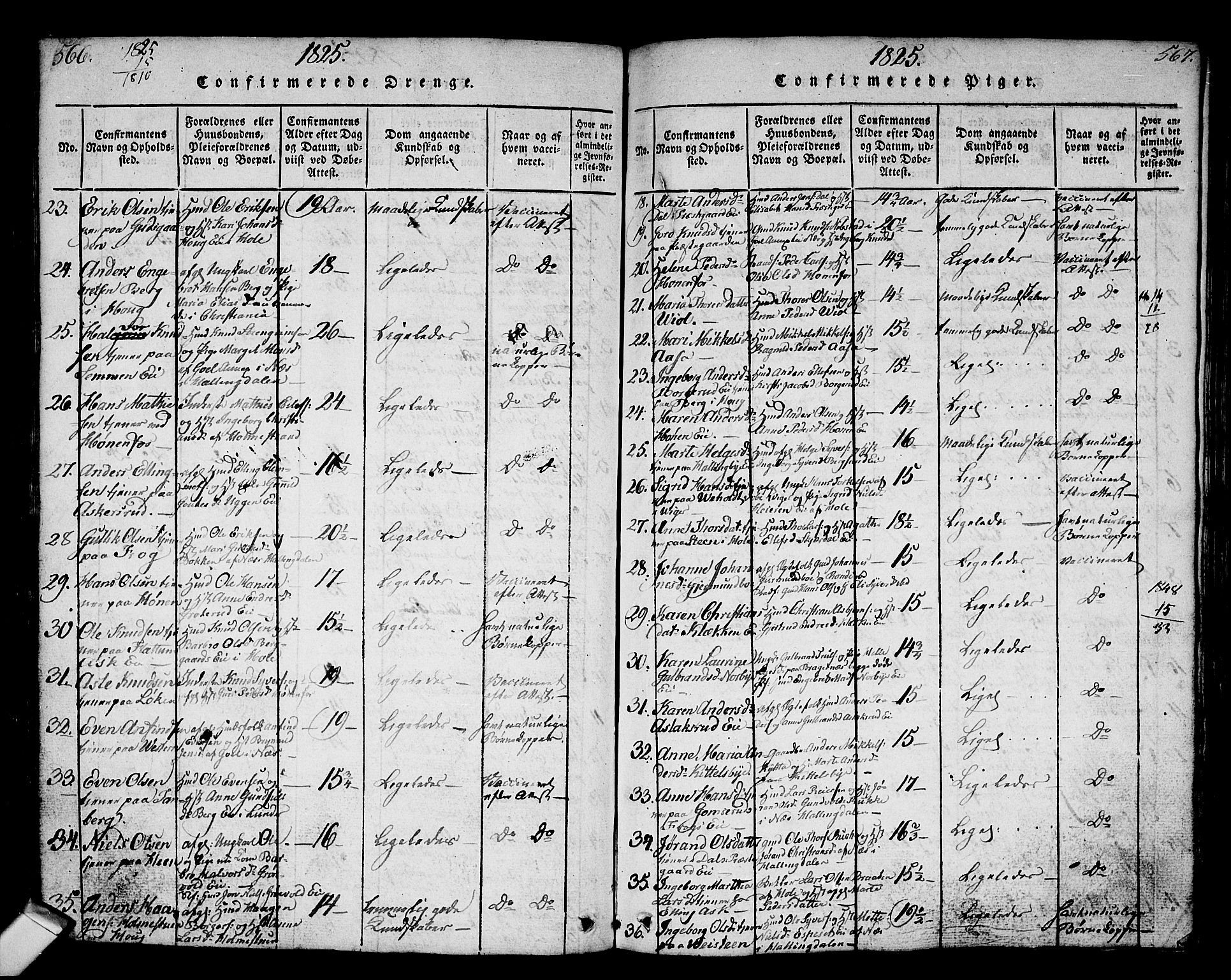 Norderhov kirkebøker, SAKO/A-237/G/Ga/L0002: Parish register (copy) no. I 2, 1814-1867, p. 566-567
