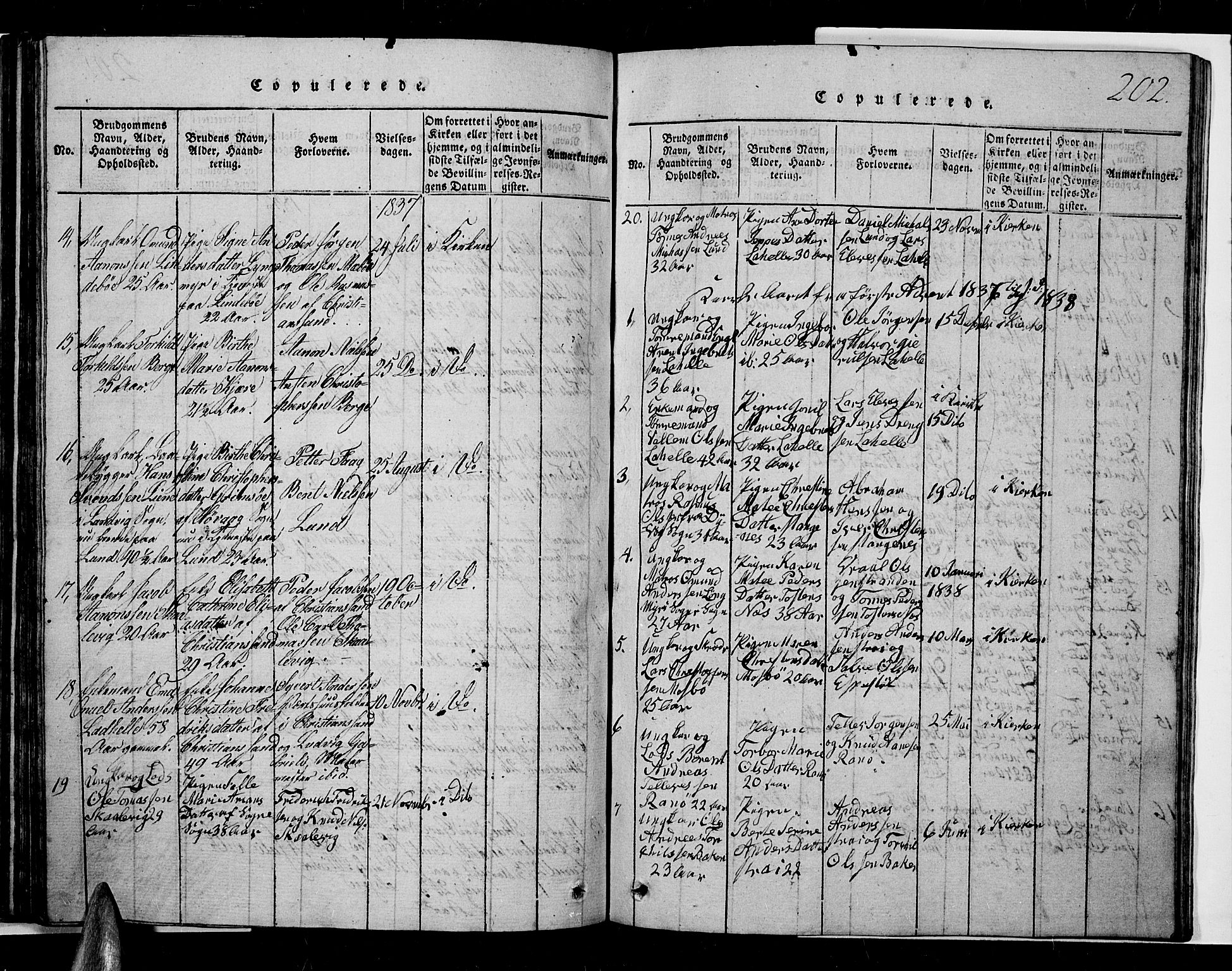 Oddernes sokneprestkontor, SAK/1111-0033/F/Fb/Fba/L0003: Parish register (copy) no. B 3, 1820-1838, p. 202