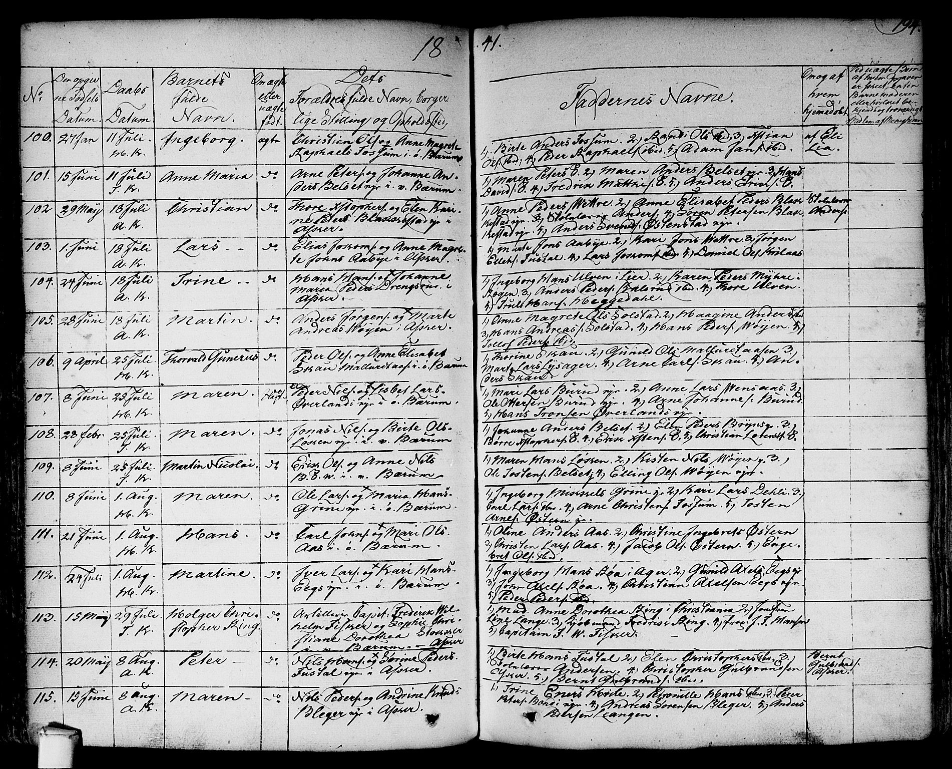 Asker prestekontor Kirkebøker, SAO/A-10256a/F/Fa/L0007: Parish register (official) no. I 7, 1825-1864, p. 194