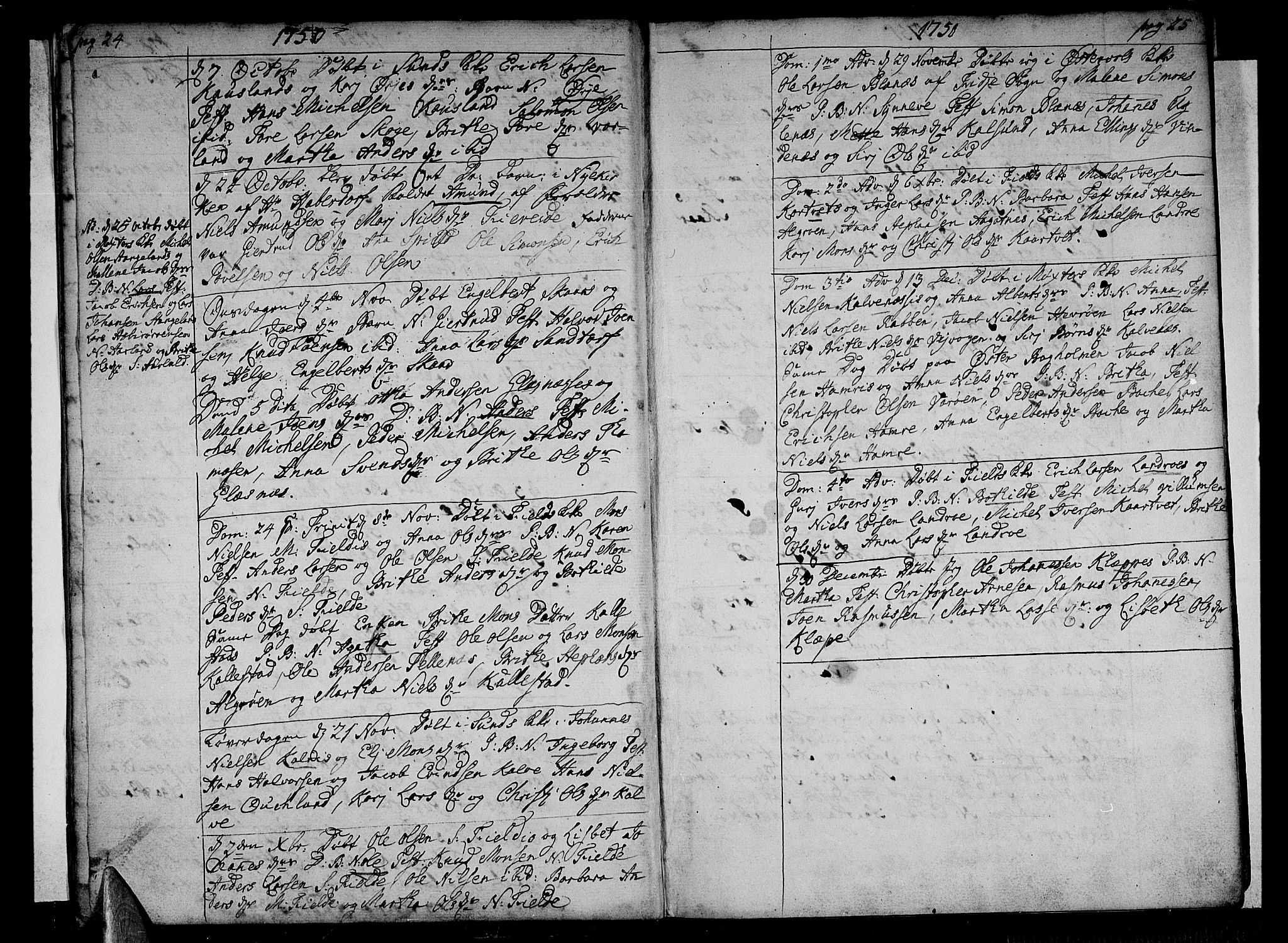 Sund sokneprestembete, AV/SAB-A-99930: Parish register (official) no. A 4, 1748-1769, p. 24-25