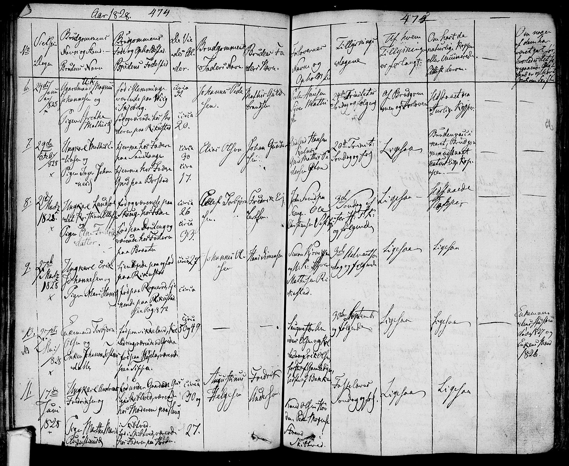 Tune prestekontor Kirkebøker, SAO/A-2007/F/Fa/L0006: Parish register (official) no. 6, 1823-1831, p. 474-475