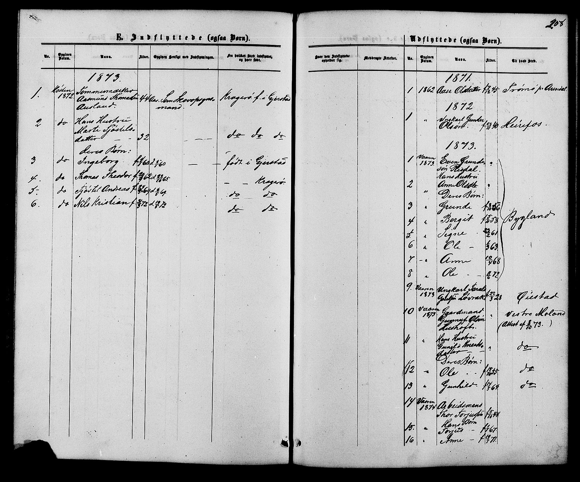 Herefoss sokneprestkontor, AV/SAK-1111-0019/F/Fb/Fbc/L0002: Parish register (copy) no. B 2, 1867-1886, p. 258