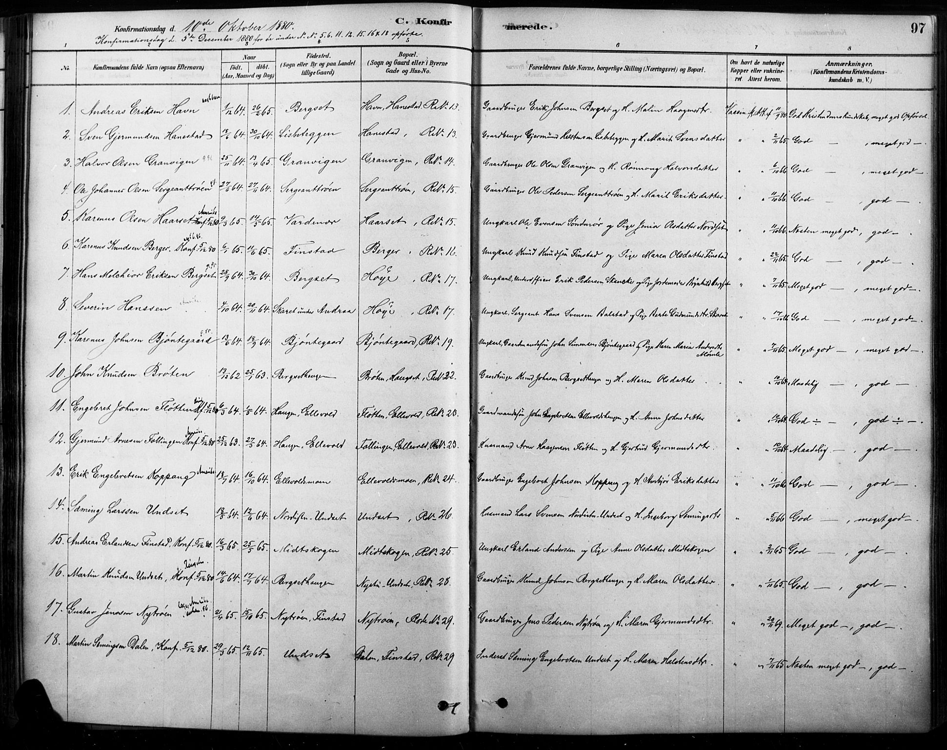Rendalen prestekontor, SAH/PREST-054/H/Ha/Haa/L0009: Parish register (official) no. 9, 1878-1901, p. 97