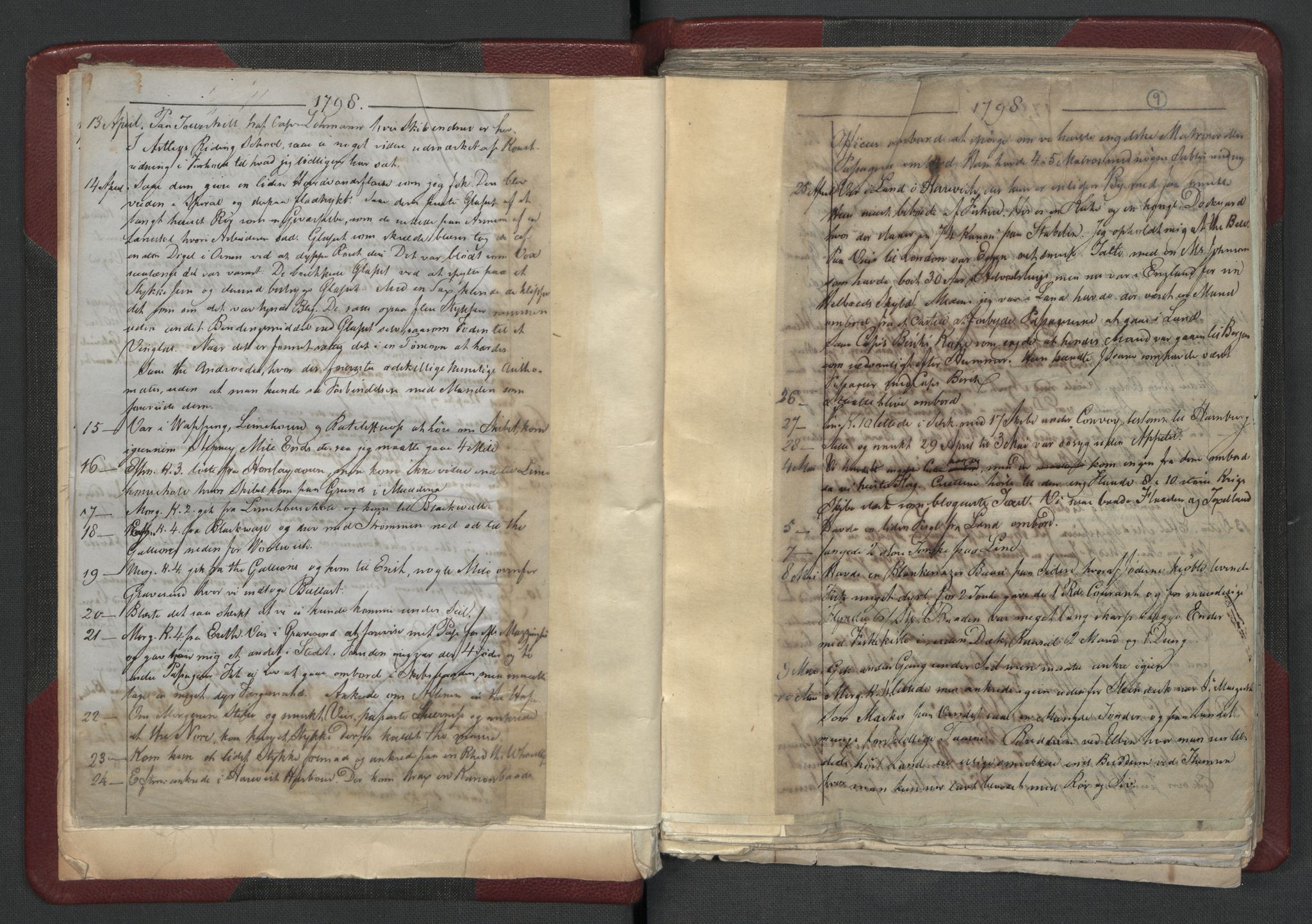 Meltzer, Fredrik, AV/RA-PA-0028/F/L0001: Dagbok for årene 1796-1808, 1811, 1817, 1796-1817, p. 8b-9a