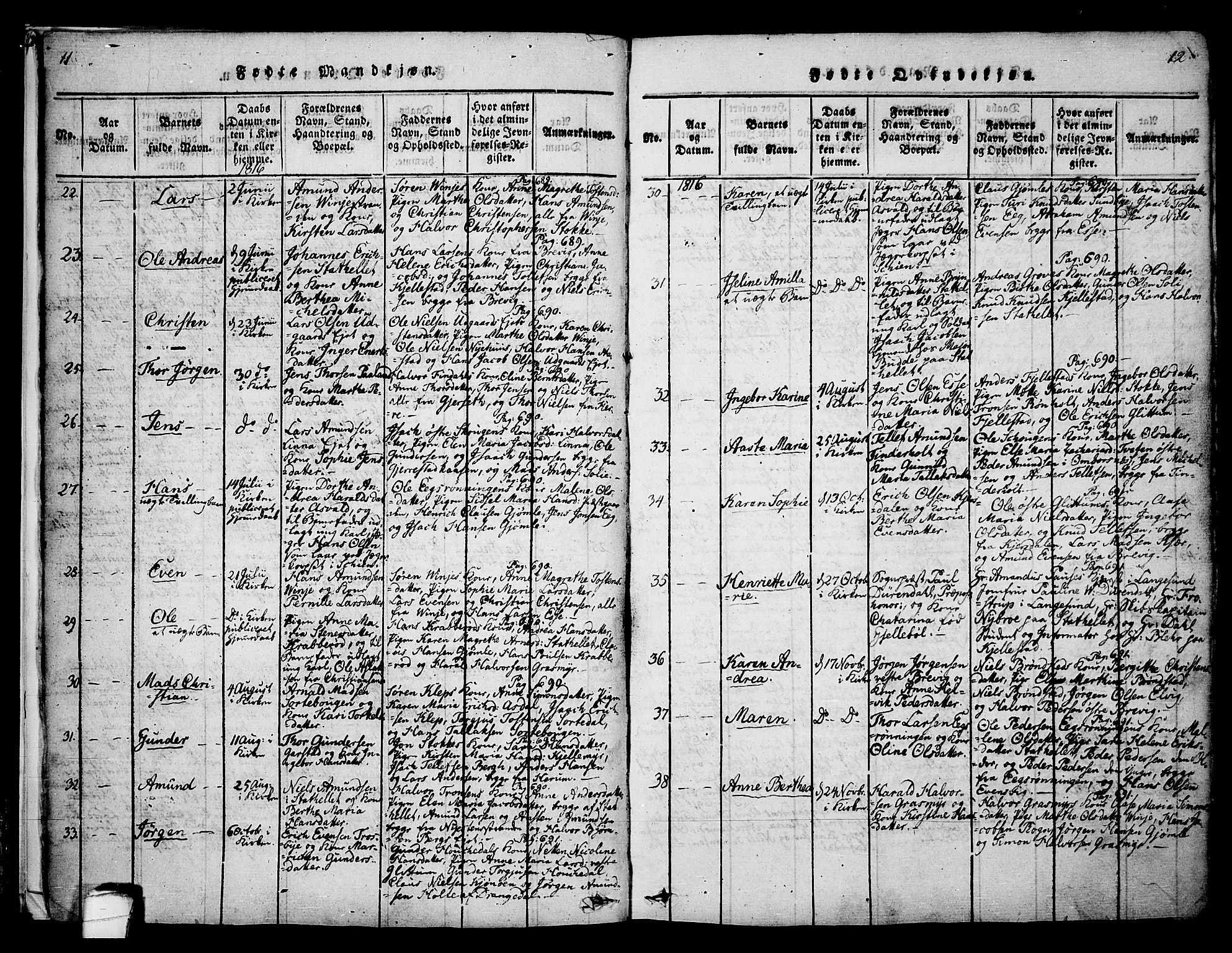 Bamble kirkebøker, SAKO/A-253/F/Fa/L0003: Parish register (official) no. I 3 /1, 1814-1834, p. 11-12