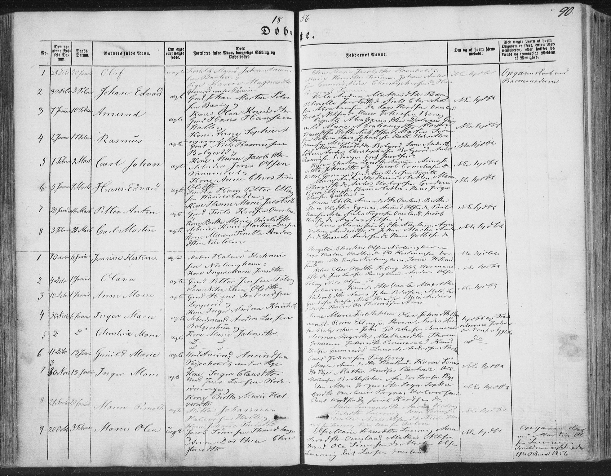 Brunlanes kirkebøker, AV/SAKO-A-342/F/Fa/L0004: Parish register (official) no. I 4, 1846-1862, p. 90