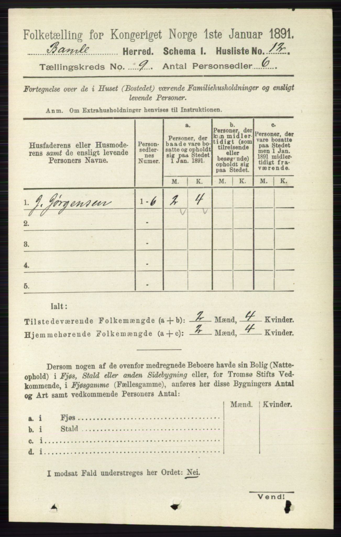 RA, 1891 census for 0814 Bamble, 1891, p. 4010