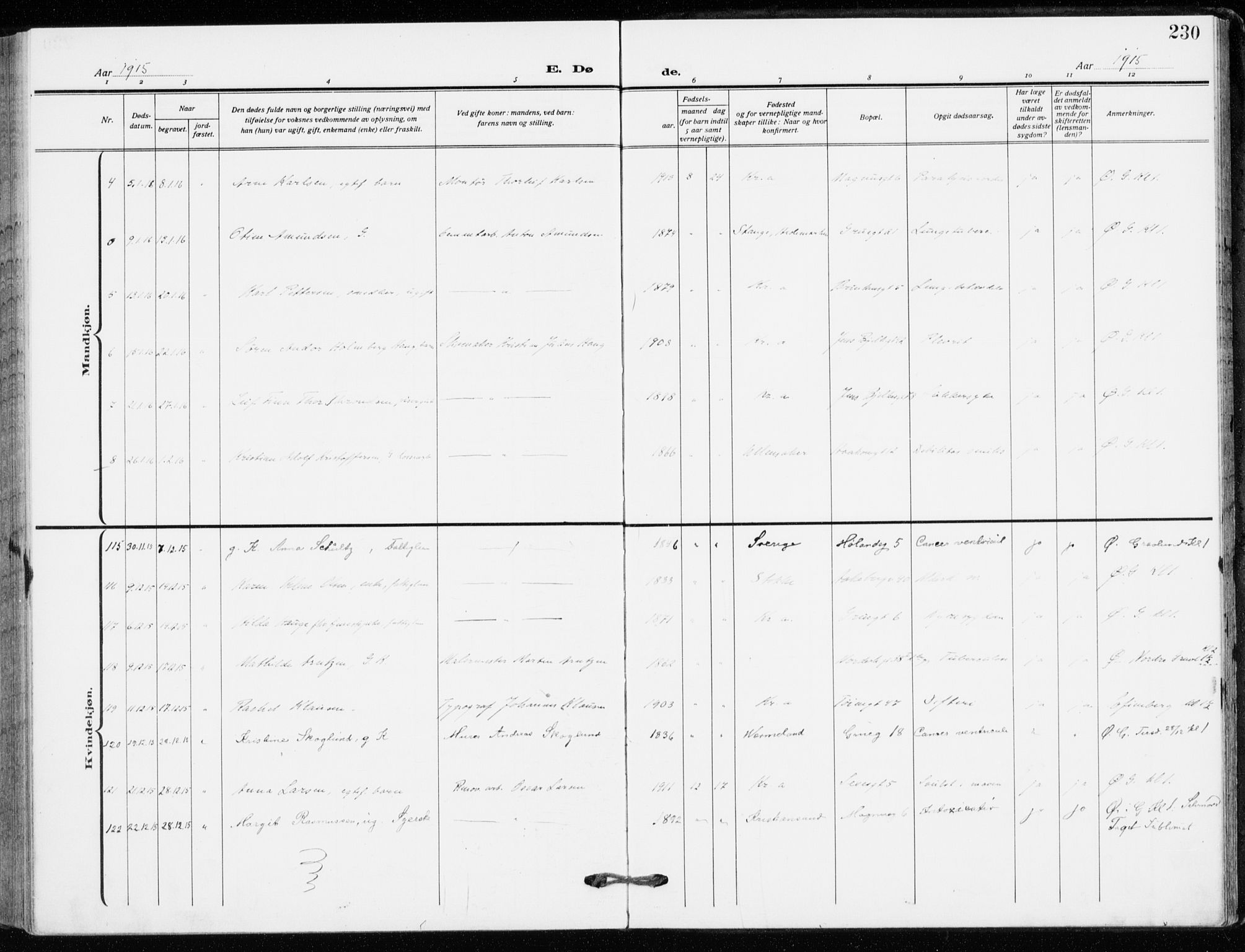 Kampen prestekontor Kirkebøker, AV/SAO-A-10853/F/Fa/L0013: Parish register (official) no. I 13, 1917-1922, p. 230