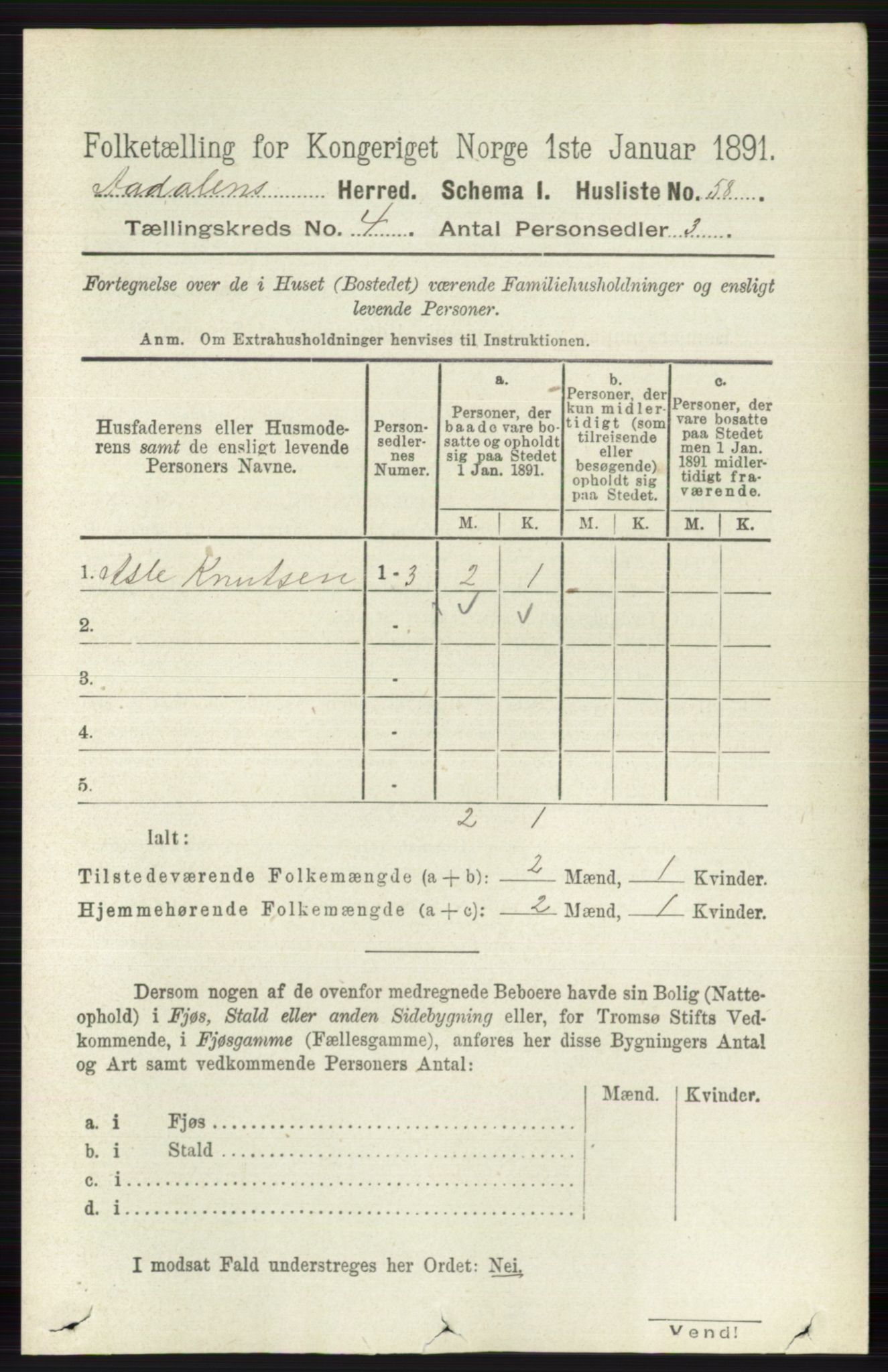 RA, 1891 census for 0614 Ådal, 1891, p. 1508