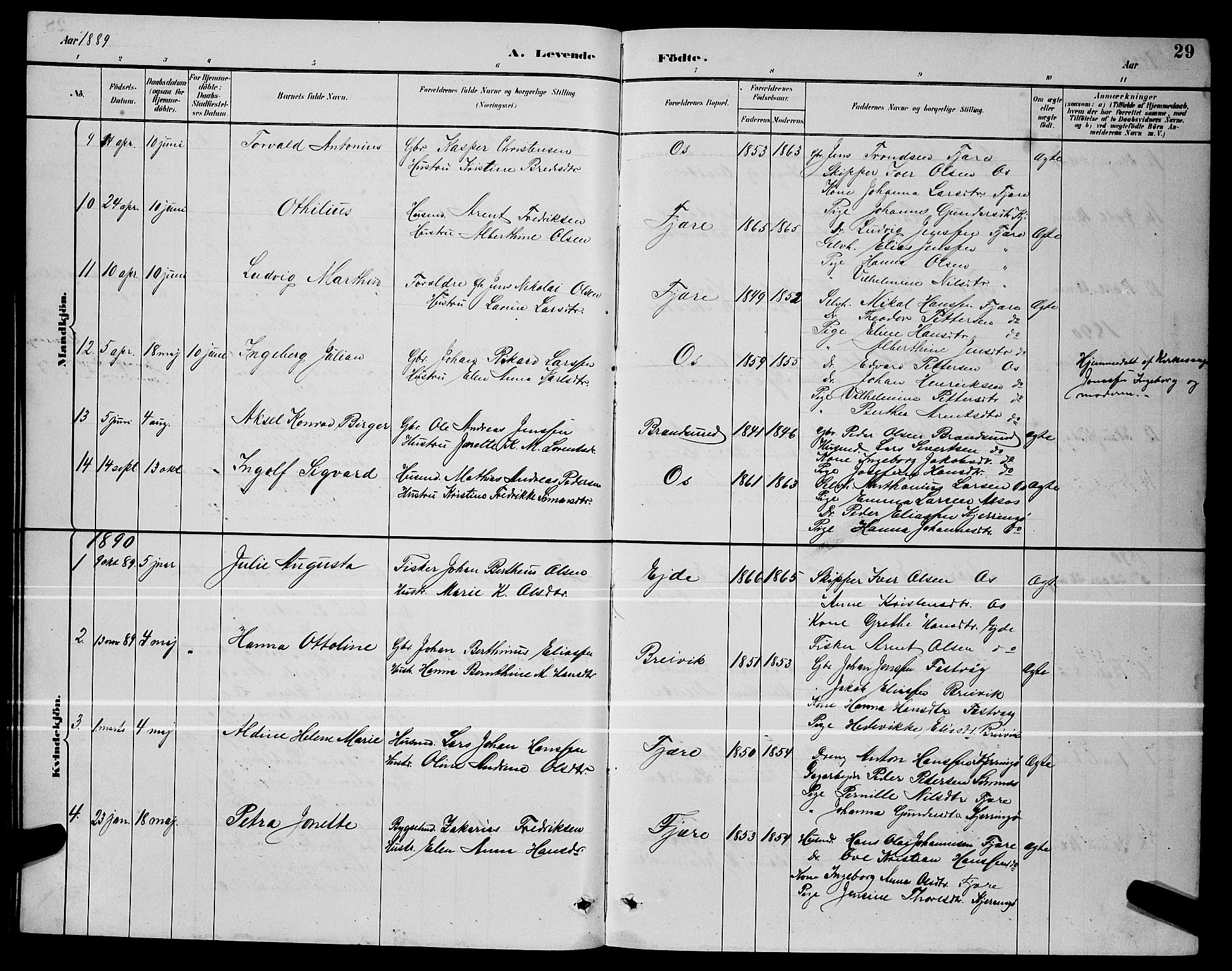 Ministerialprotokoller, klokkerbøker og fødselsregistre - Nordland, SAT/A-1459/803/L0076: Parish register (copy) no. 803C03, 1882-1897, p. 29