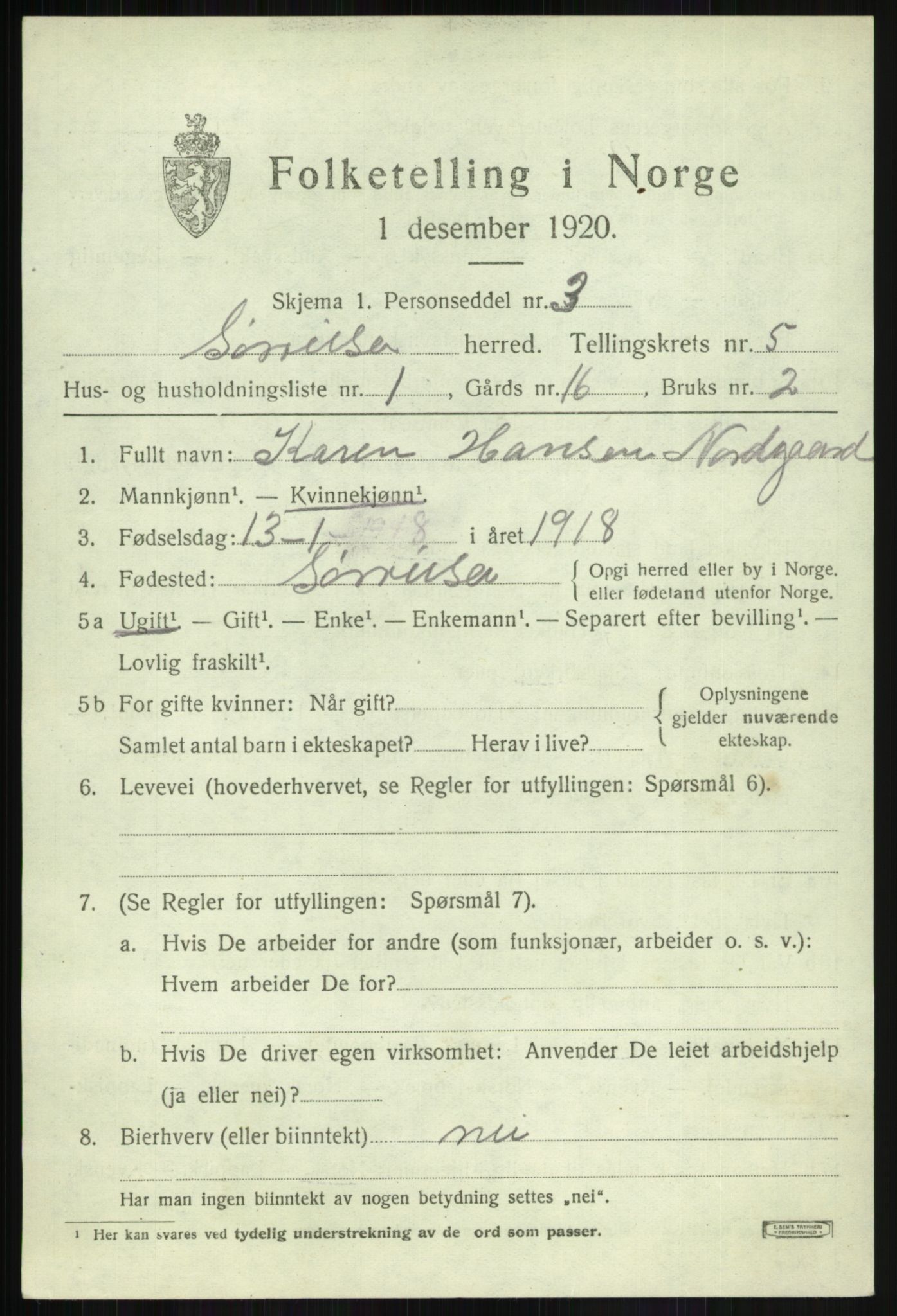 SATØ, 1920 census for Sørreisa, 1920, p. 2345