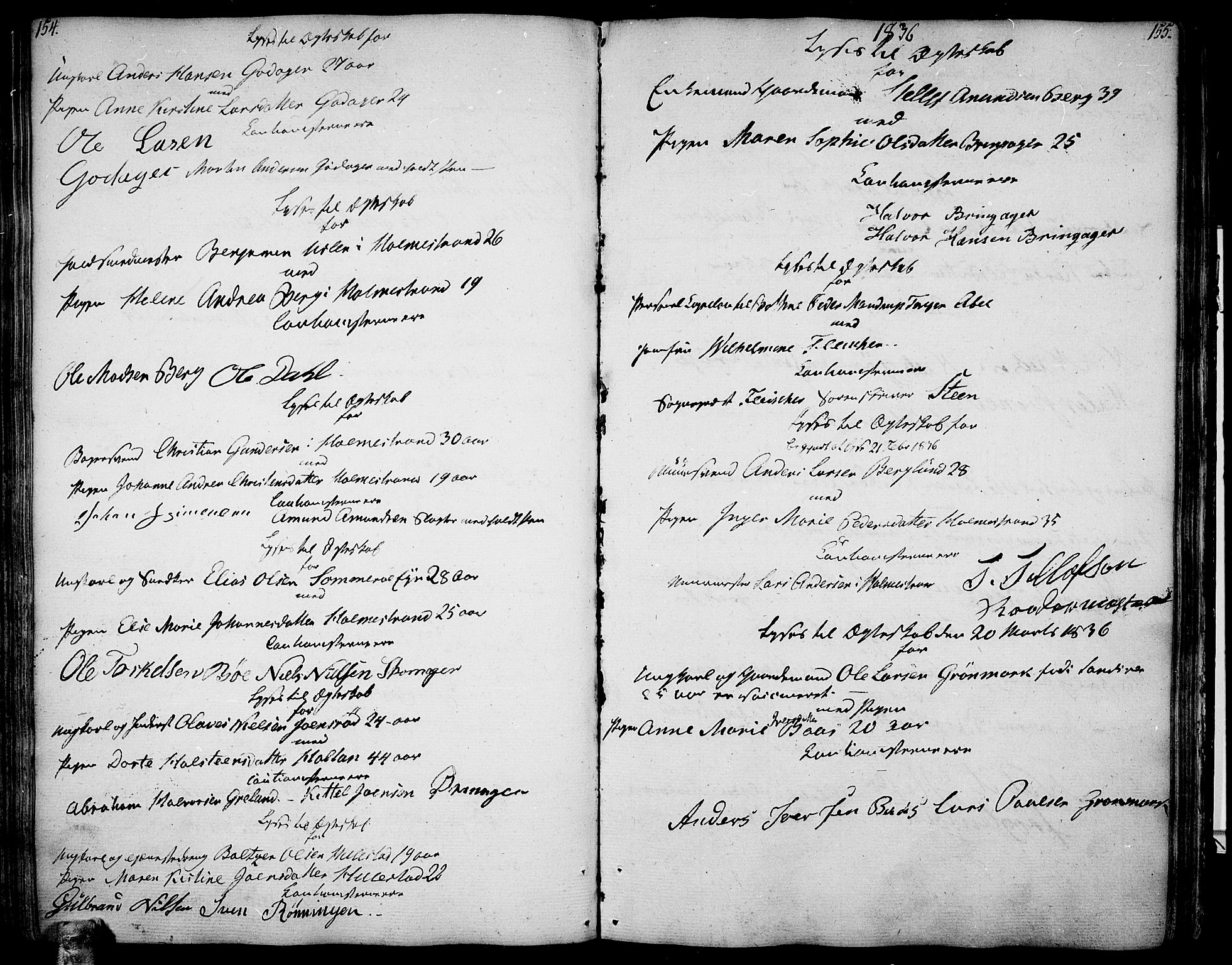 Botne kirkebøker, AV/SAKO-A-340/F/Fa/L0003: Parish register (official) no. I 3 /1, 1792-1844, p. 154-155