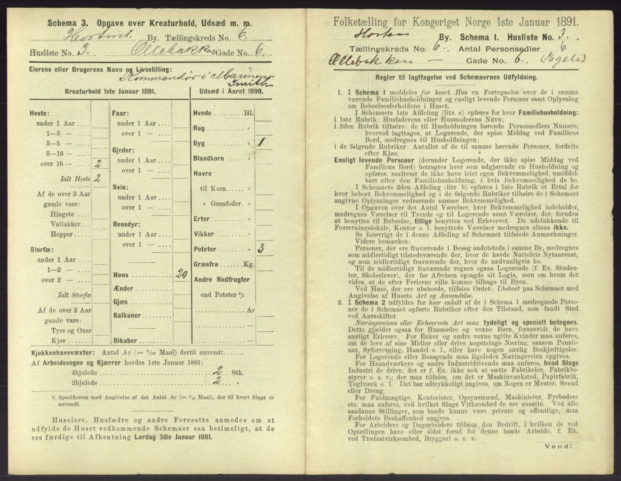 RA, 1891 census for 0703 Horten, 1891, p. 551