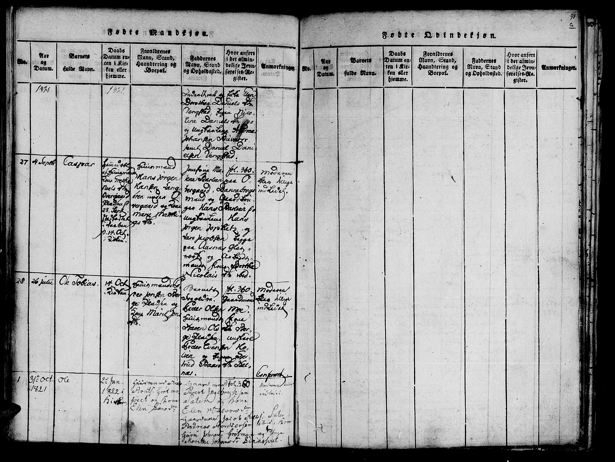 Ministerialprotokoller, klokkerbøker og fødselsregistre - Nord-Trøndelag, SAT/A-1458/741/L0387: Parish register (official) no. 741A03 /3, 1817-1822, p. 91a