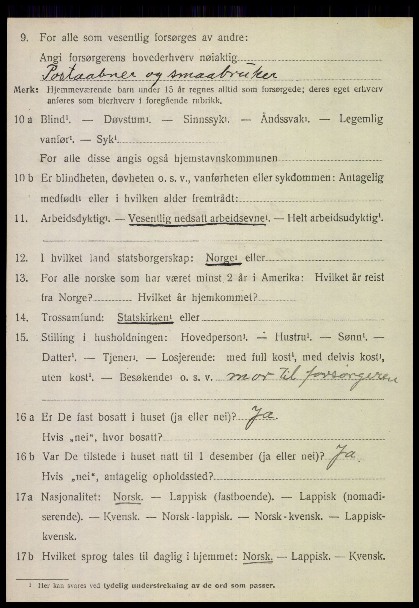 SAT, 1920 census for Hamarøy, 1920, p. 3121