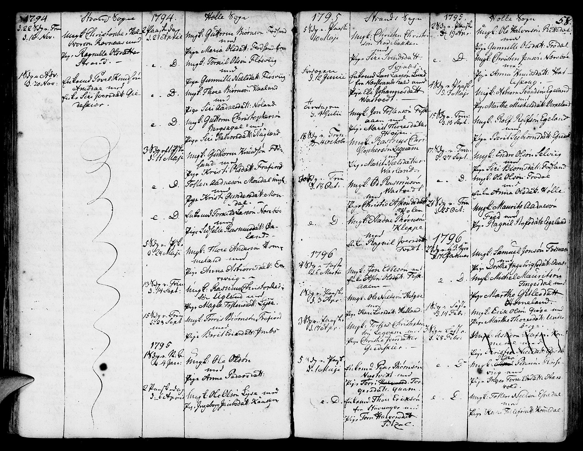Strand sokneprestkontor, SAST/A-101828/H/Ha/Haa/L0003: Parish register (official) no. A 3, 1769-1816, p. 58