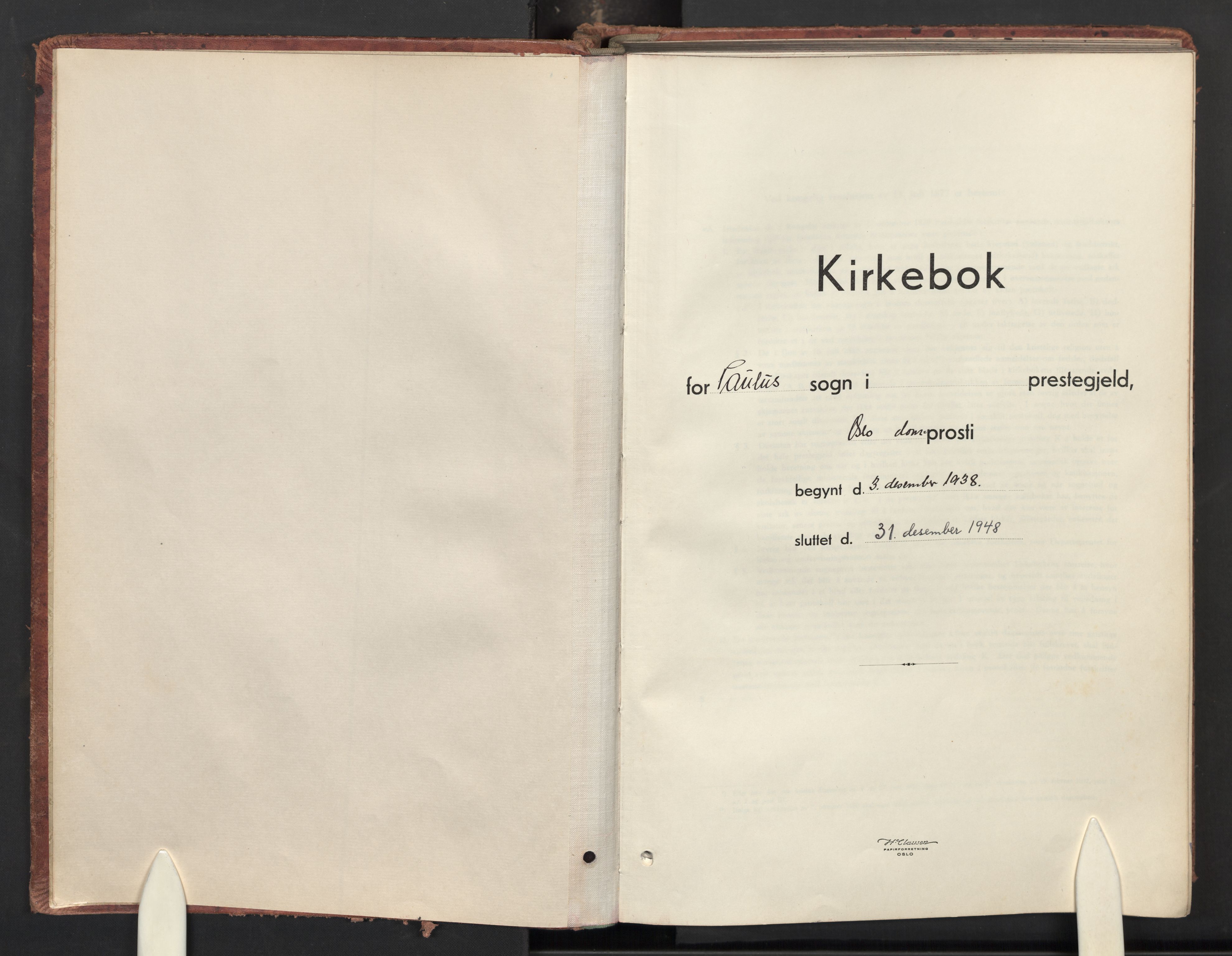 Paulus prestekontor Kirkebøker, SAO/A-10871/F/Fa/L0031: Parish register (official) no. 31, 1938-1948