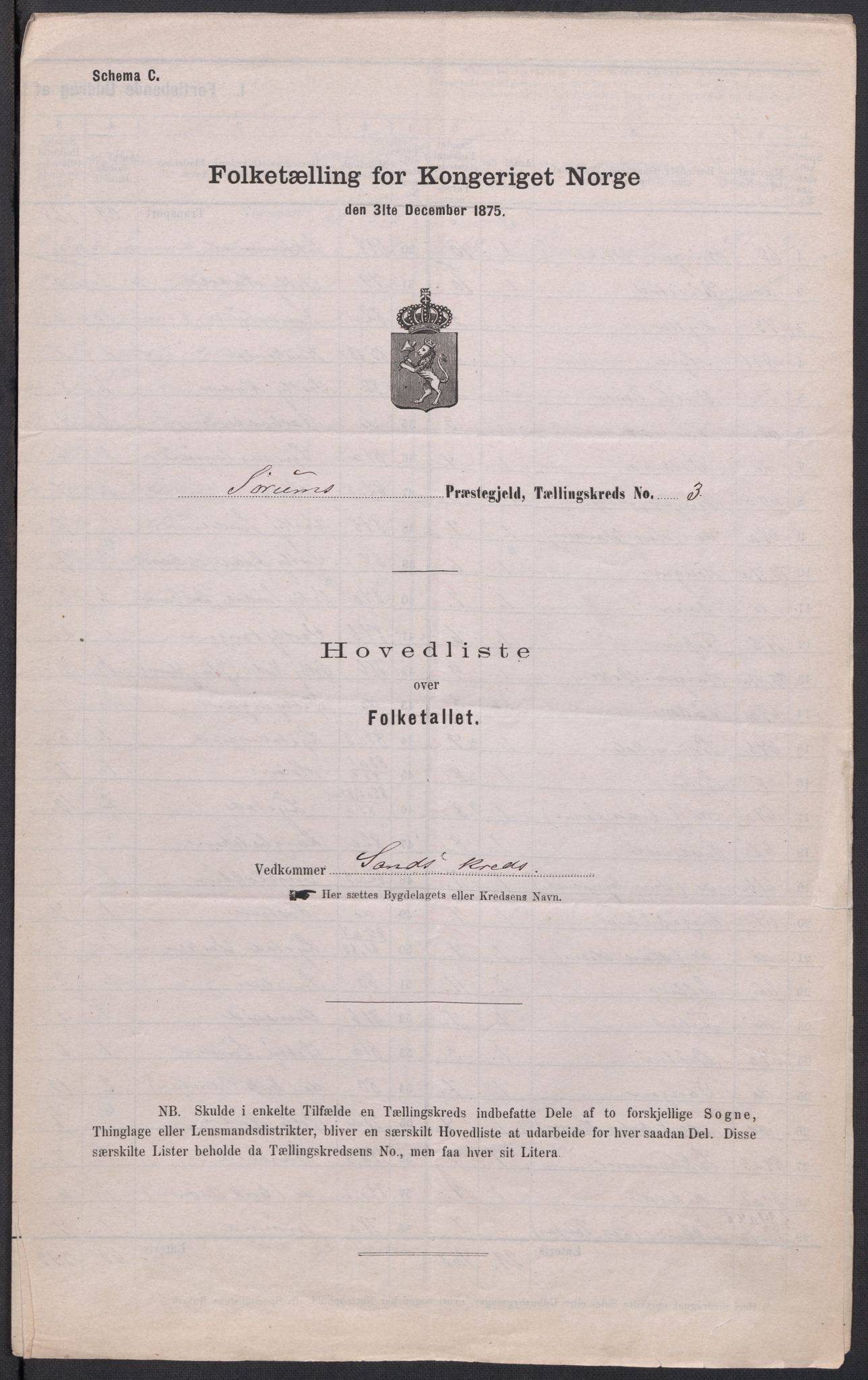 RA, 1875 census for 0226P Sørum, 1875, p. 7