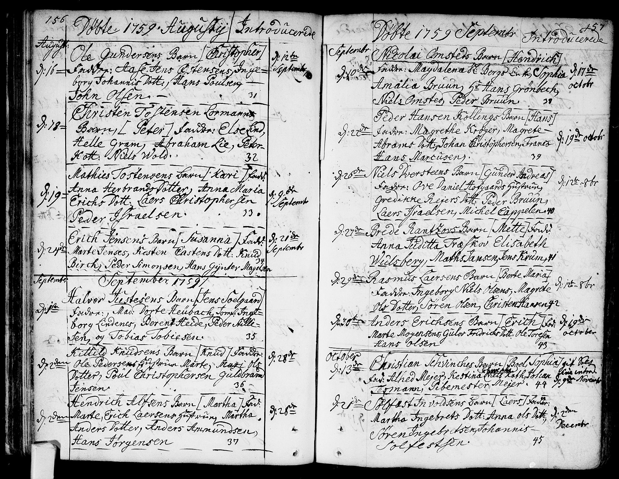 Bragernes kirkebøker, AV/SAKO-A-6/F/Fa/L0005: Parish register (official) no. I 5, 1759-1781, p. 156-157