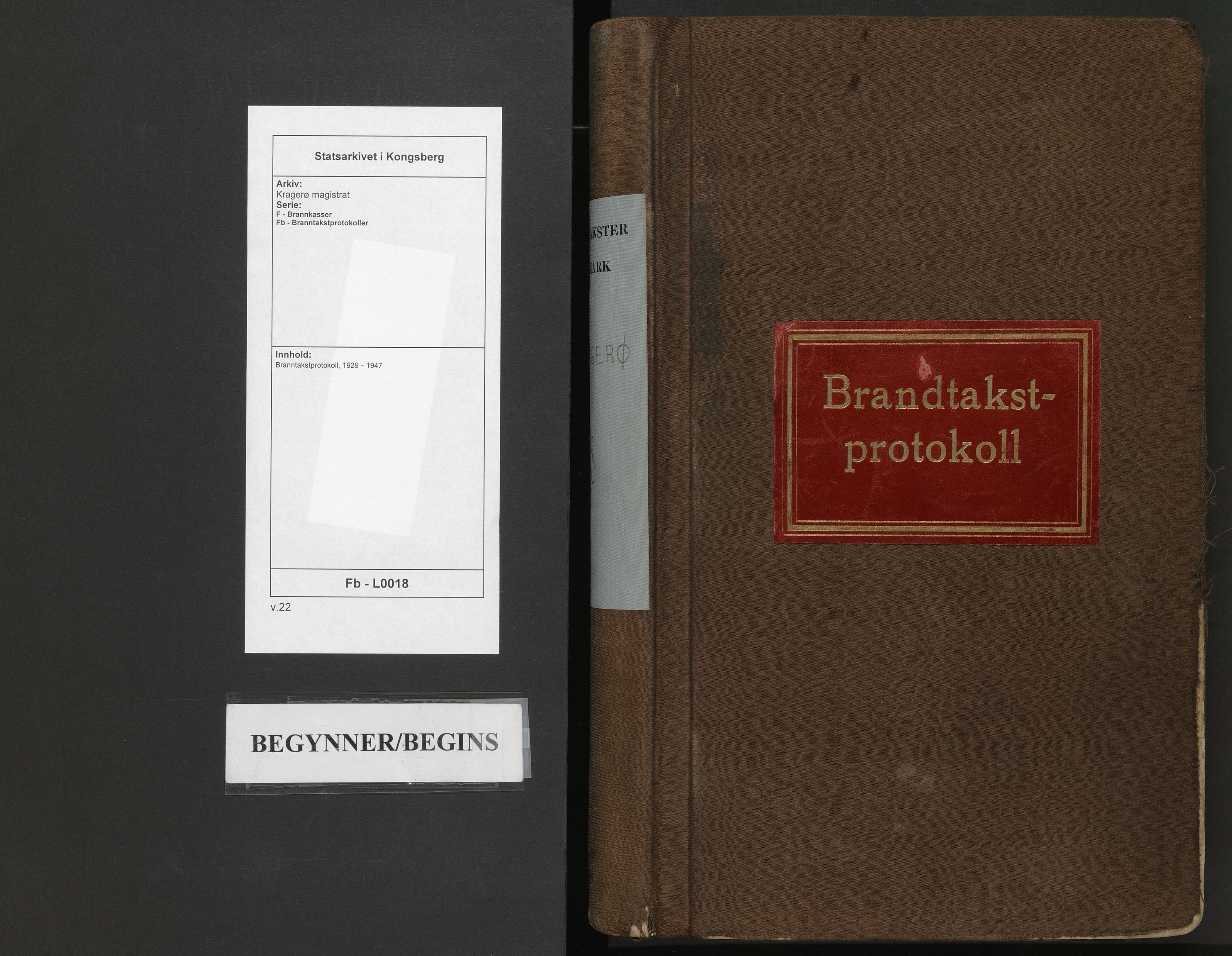 Kragerø magistrat, SAKO/A-858/F/Fb/L0018: Branntakstprotokoll, 1929-1947