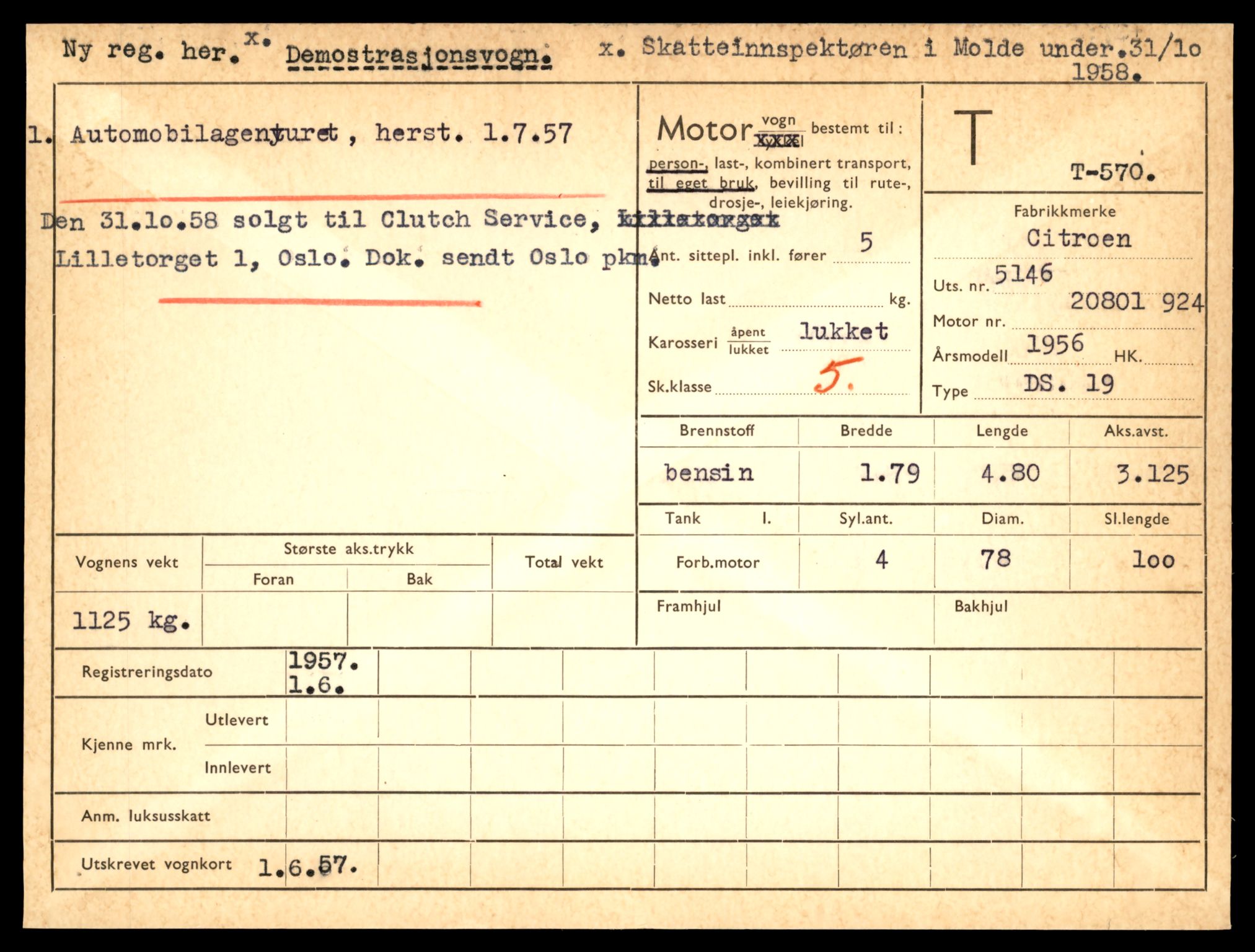 Møre og Romsdal vegkontor - Ålesund trafikkstasjon, SAT/A-4099/F/Fe/L0006: Registreringskort for kjøretøy T 547 - T 650, 1927-1998, p. 599