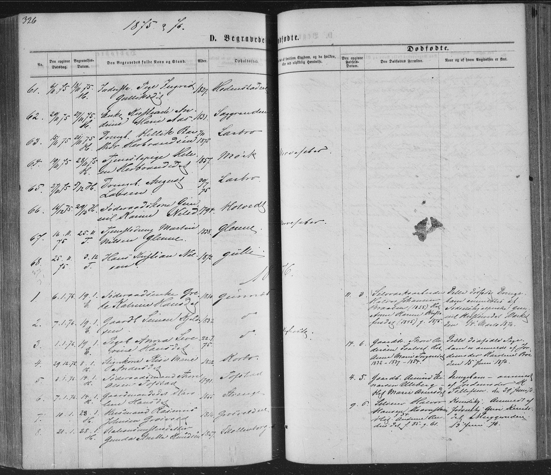 Sandsvær kirkebøker, SAKO/A-244/F/Fa/L0007: Parish register (official) no. I 7, 1869-1877, p. 326