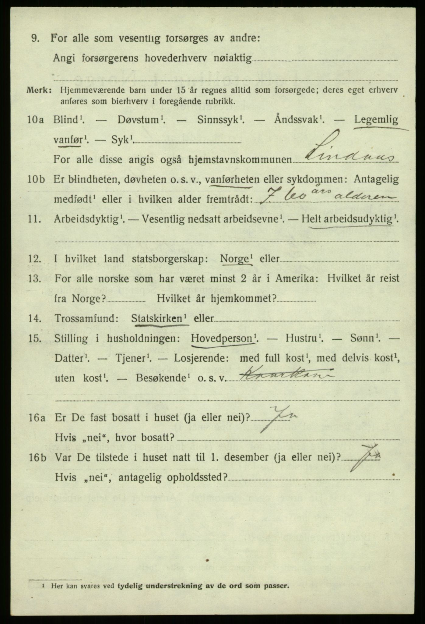 SAB, 1920 census for Lindås, 1920, p. 6432