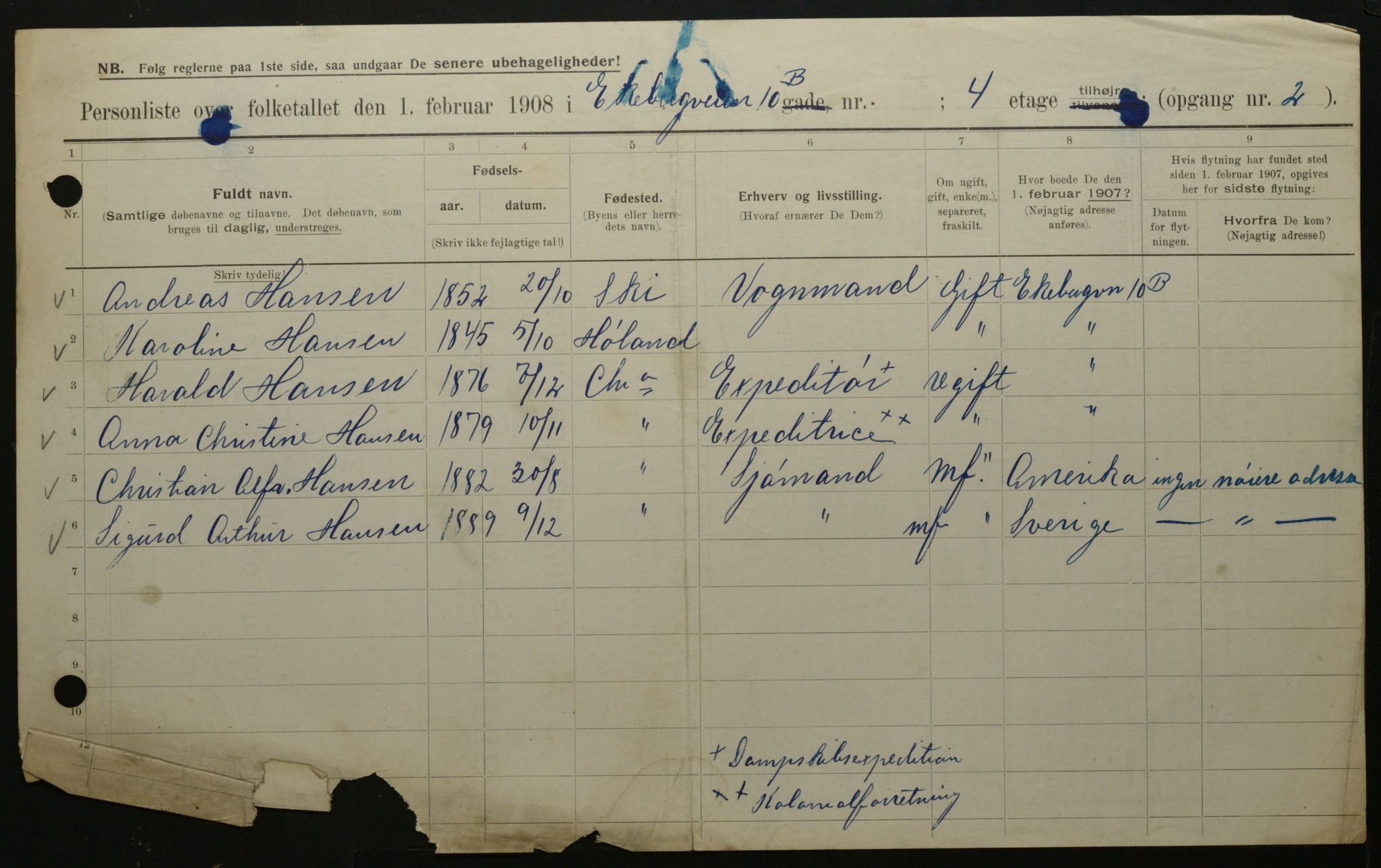 OBA, Municipal Census 1908 for Kristiania, 1908, p. 18506