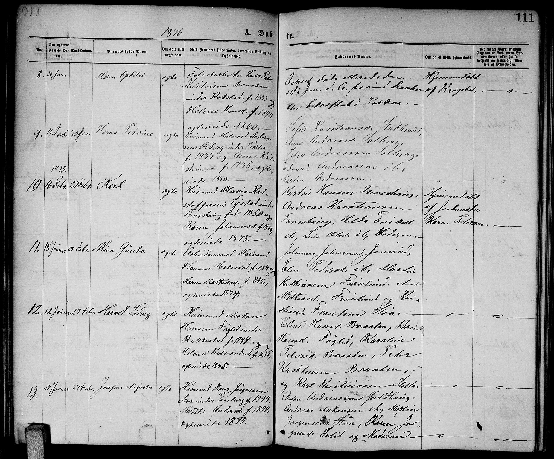 Enebakk prestekontor Kirkebøker, AV/SAO-A-10171c/G/Ga/L0005: Parish register (copy) no. I 5, 1867-1888, p. 111