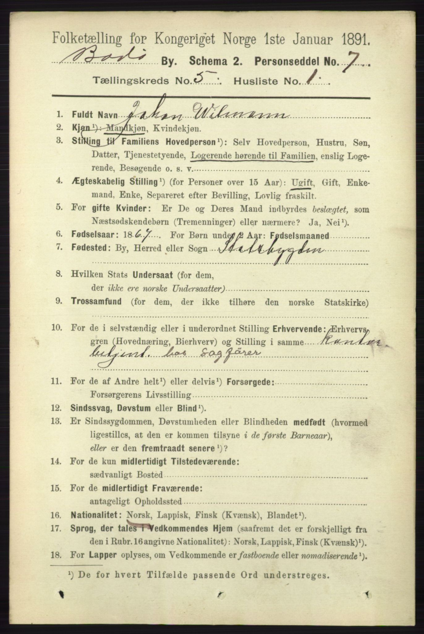 RA, 1891 census for 1804 Bodø, 1891, p. 3912